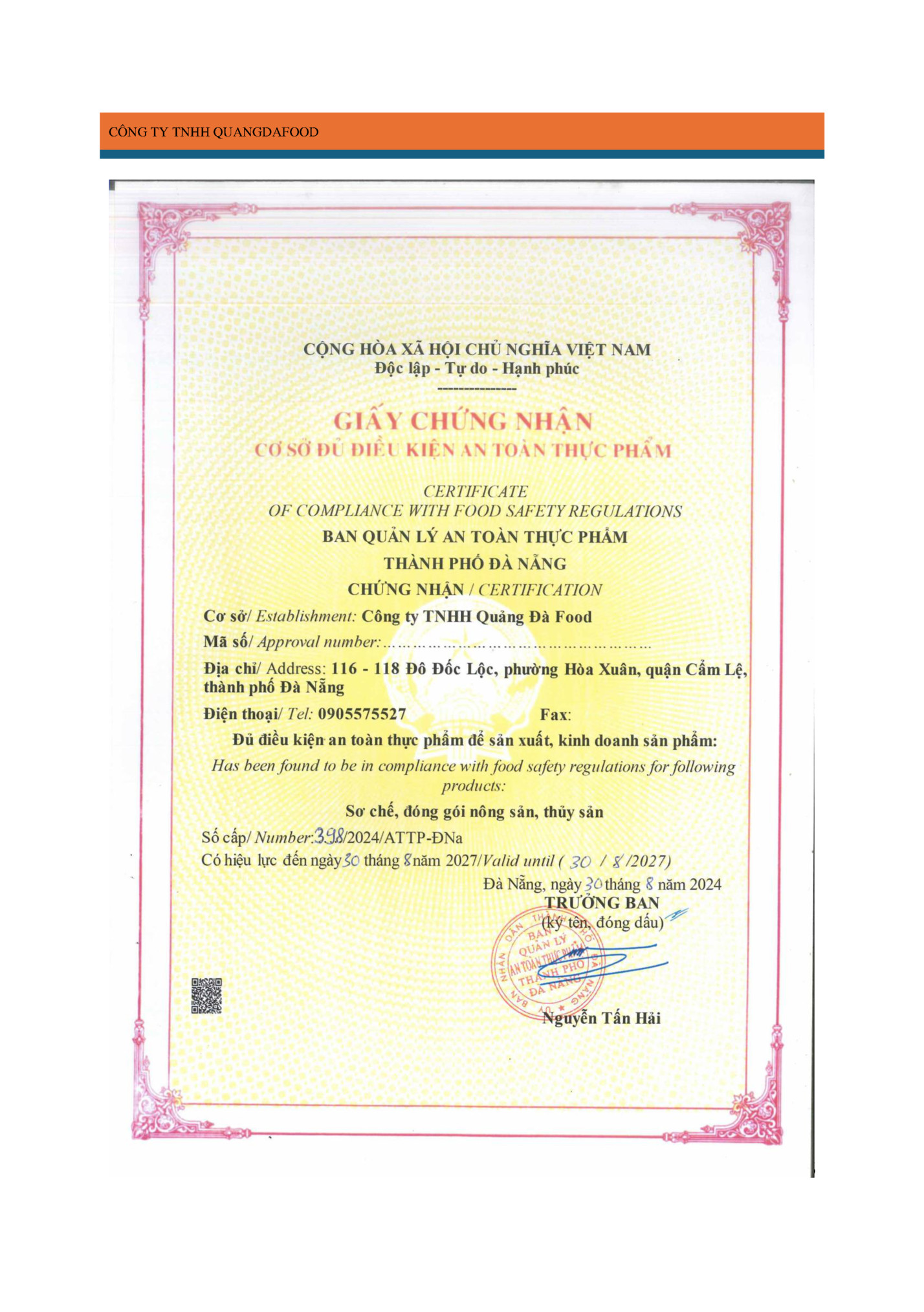 CÔNG TY TNHH QUANGDAFOOD