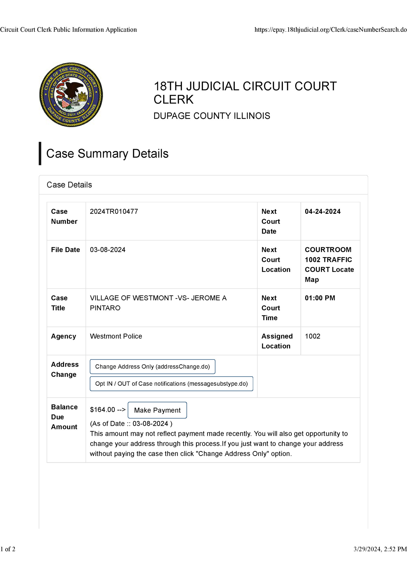 Circuit Court Clerk Public Information Application