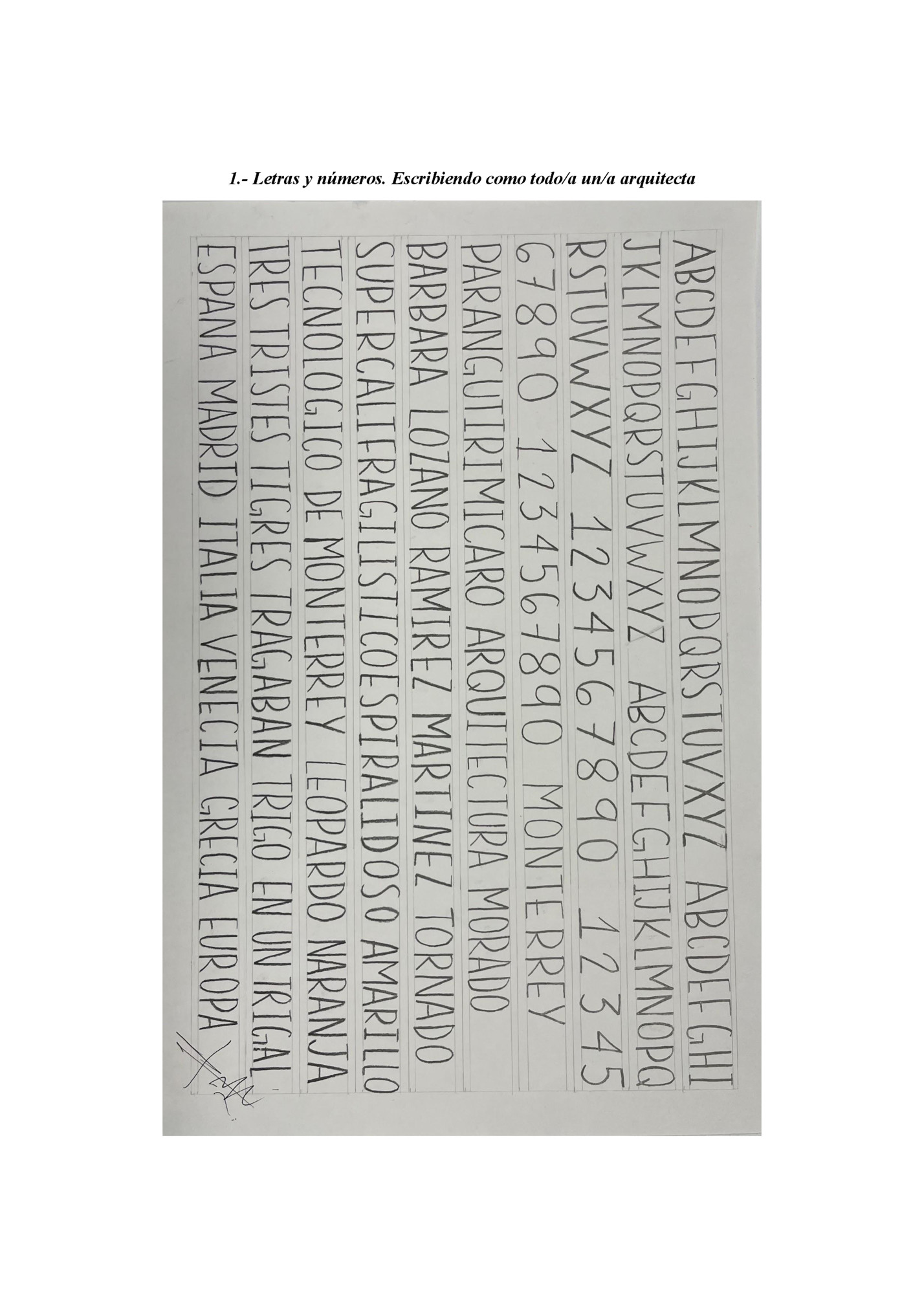 1.- Letras y números. Escribiendo como todo/a un/a arquitecta