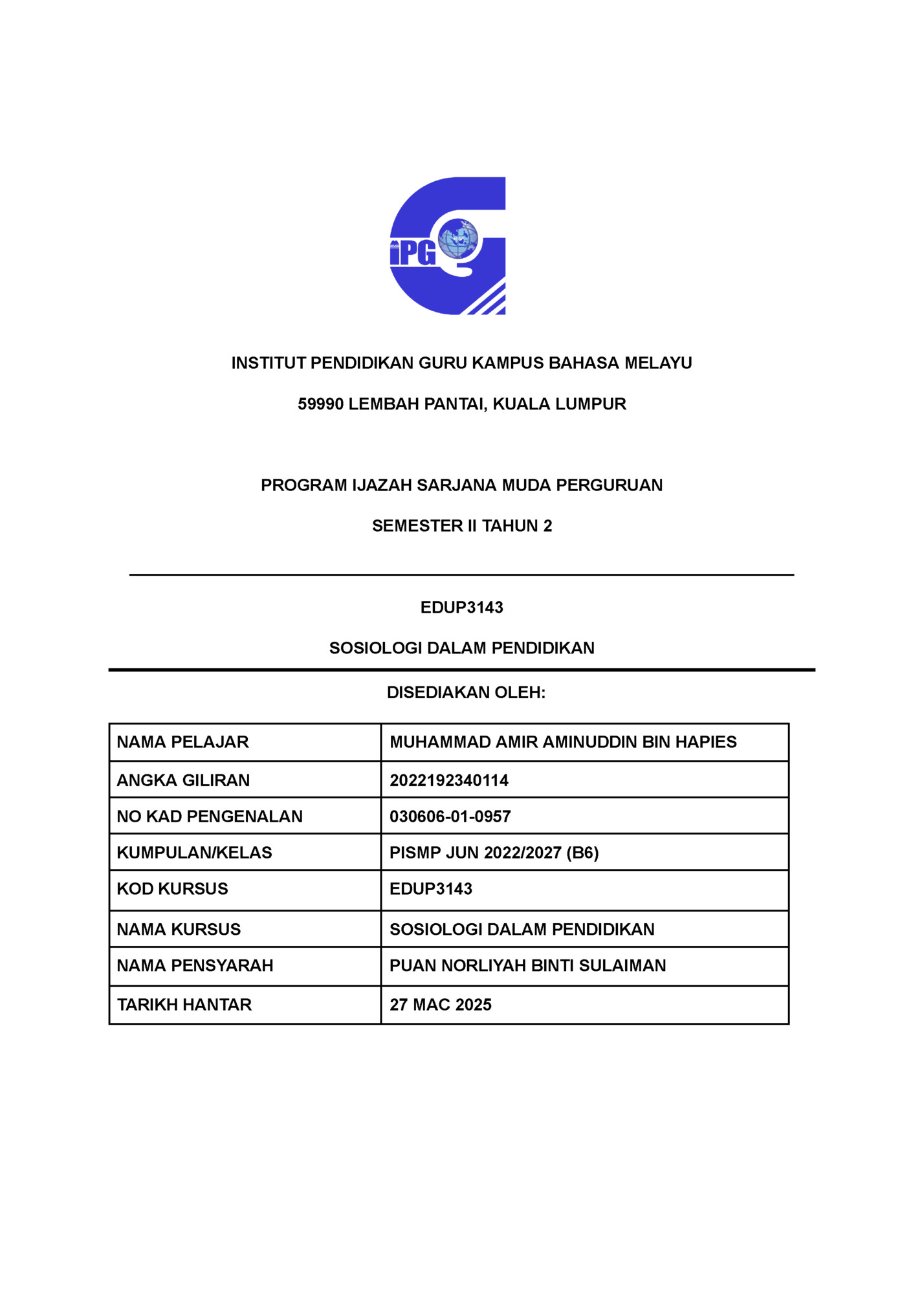 INSTITUT PENDIDIKAN GURU KAMPUS BAHASA MELAYU