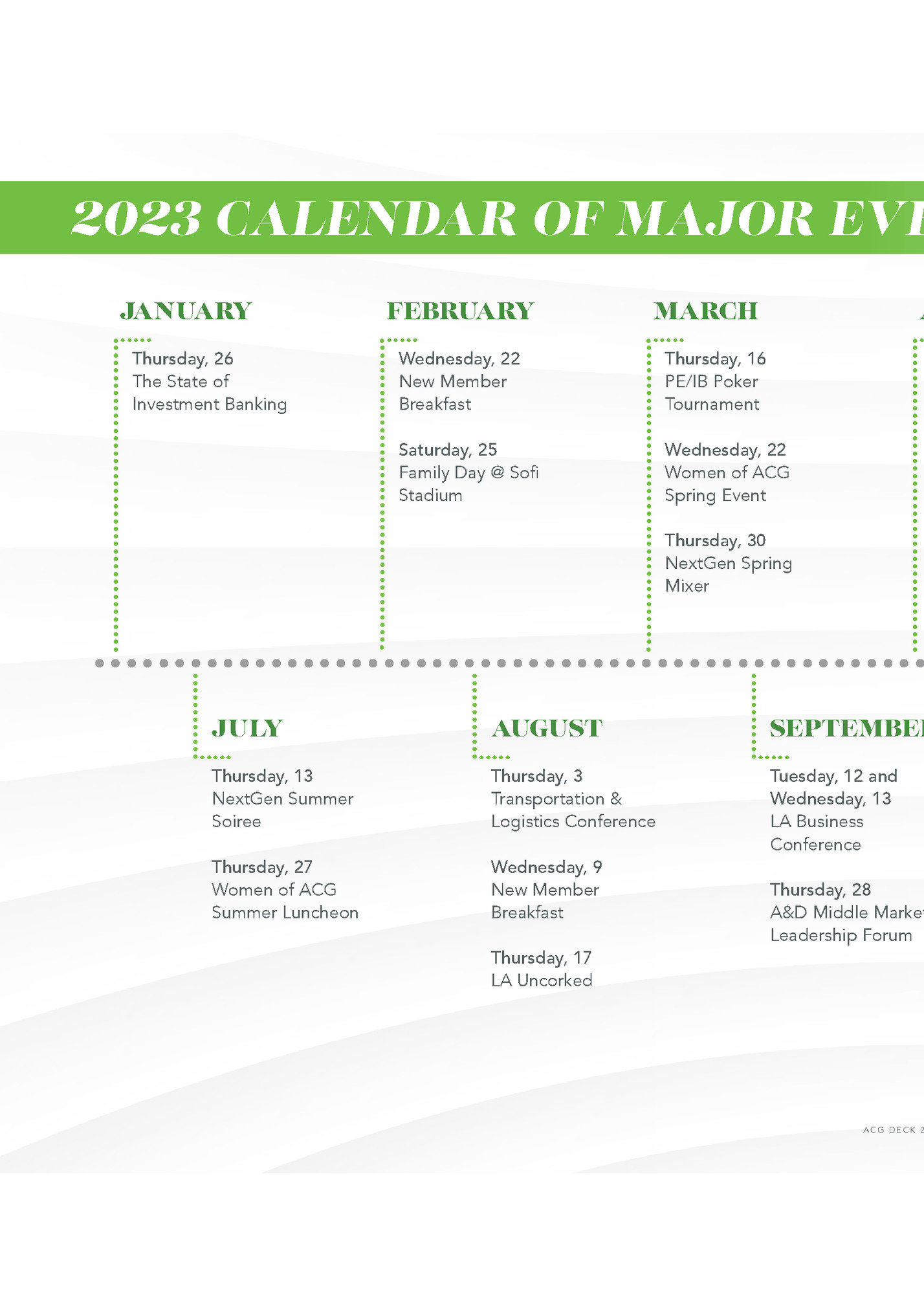 2023 CALENDAR OF MAJOR EVENTS