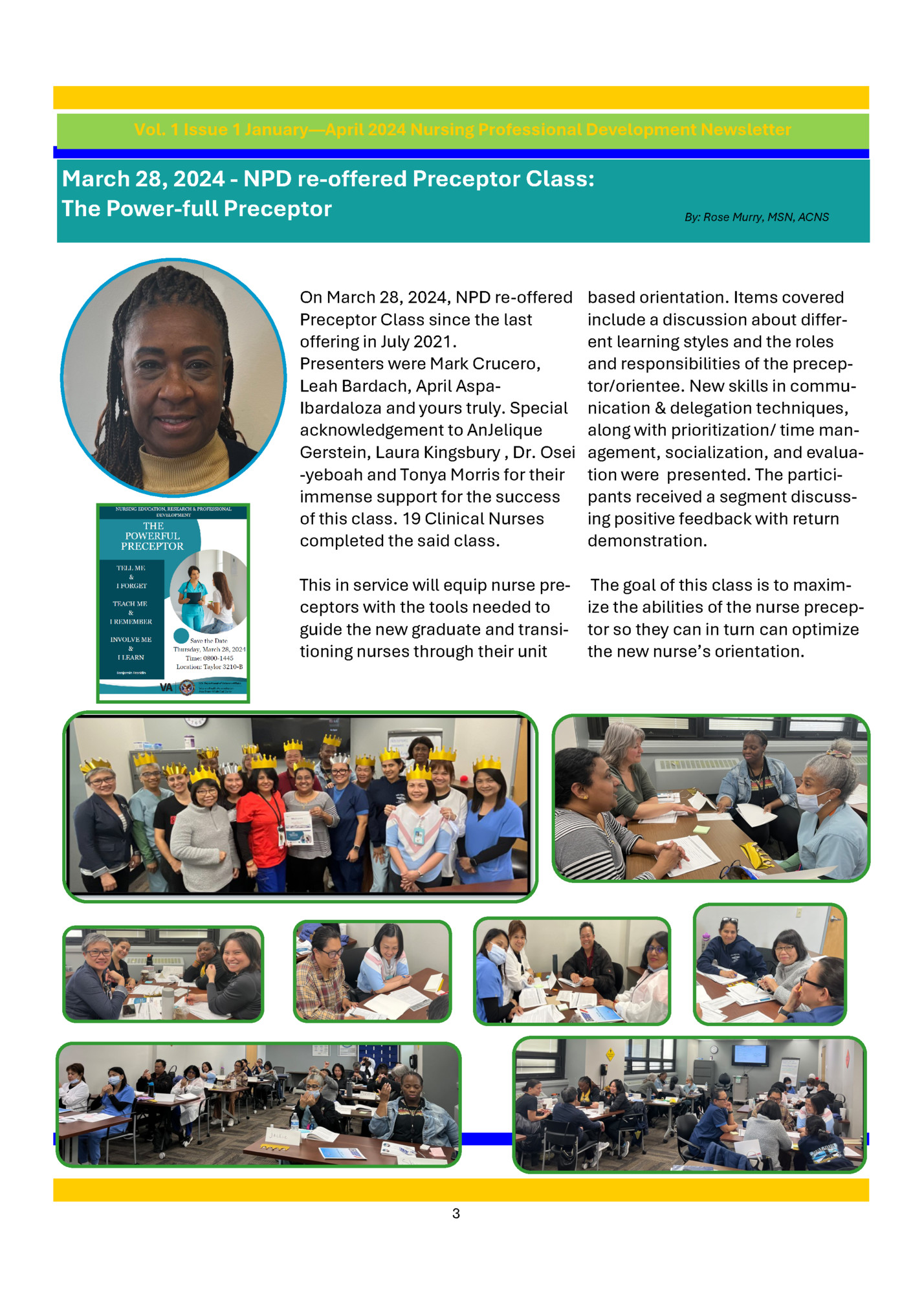 Vol. 1 Issue 1 January—April 2024 Nursing Professional Development Newsletter