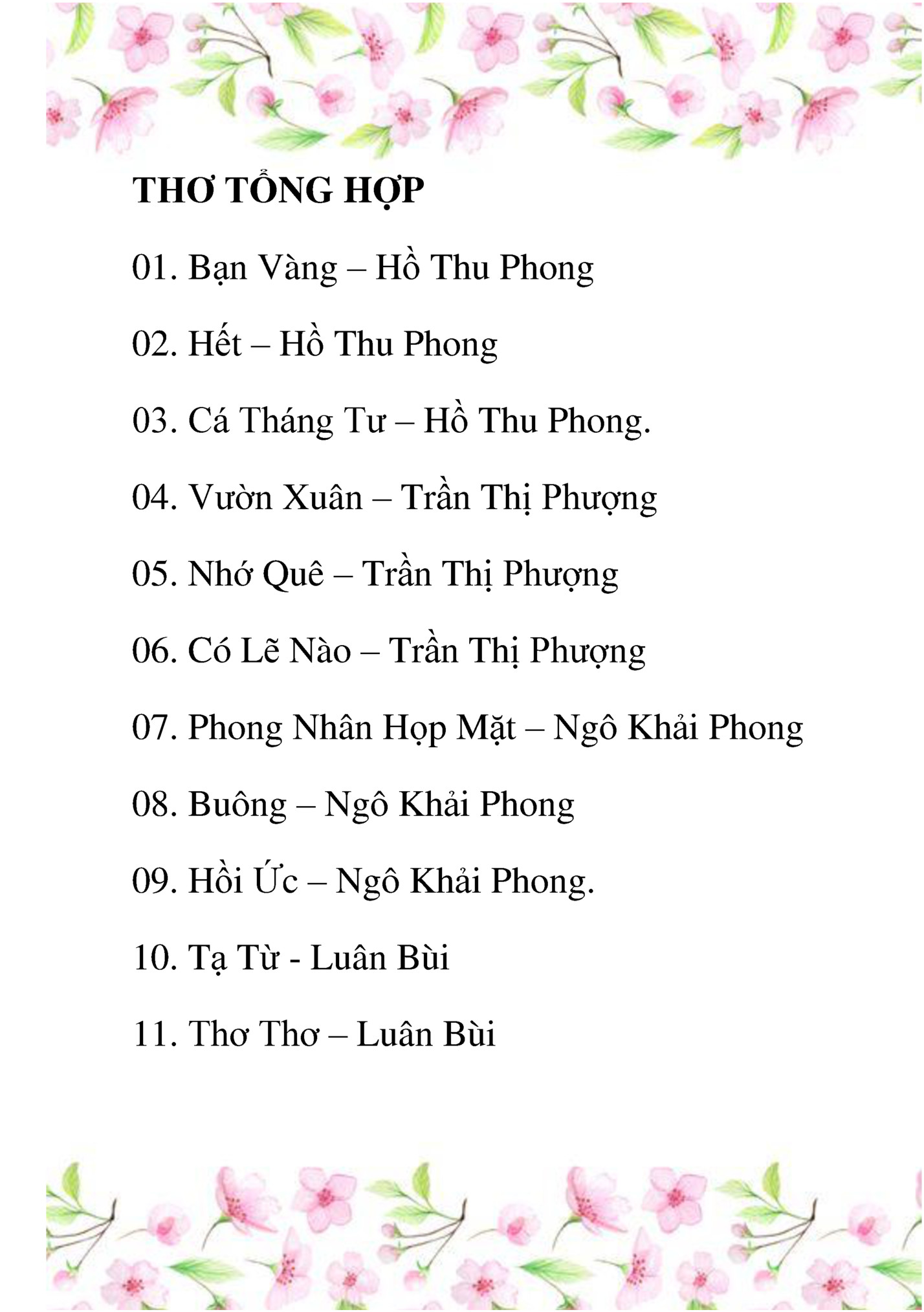 THƠ TỔNG HỢP