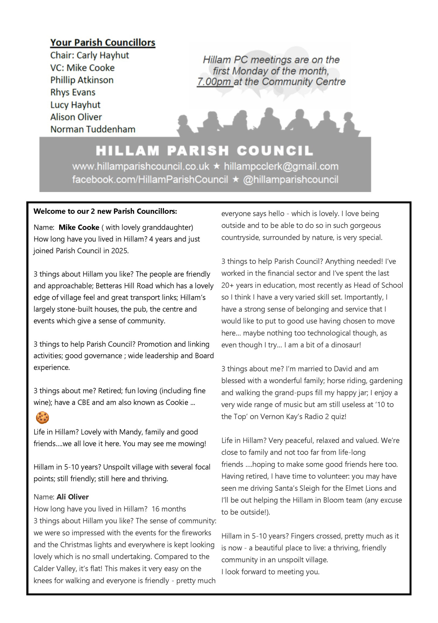 Welcome to our 2 new Parish Councillors: Welcome to our 2 new Parish Councillors: