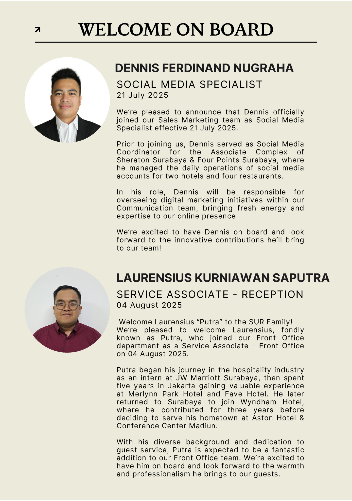 WELCOME ON BOARD
