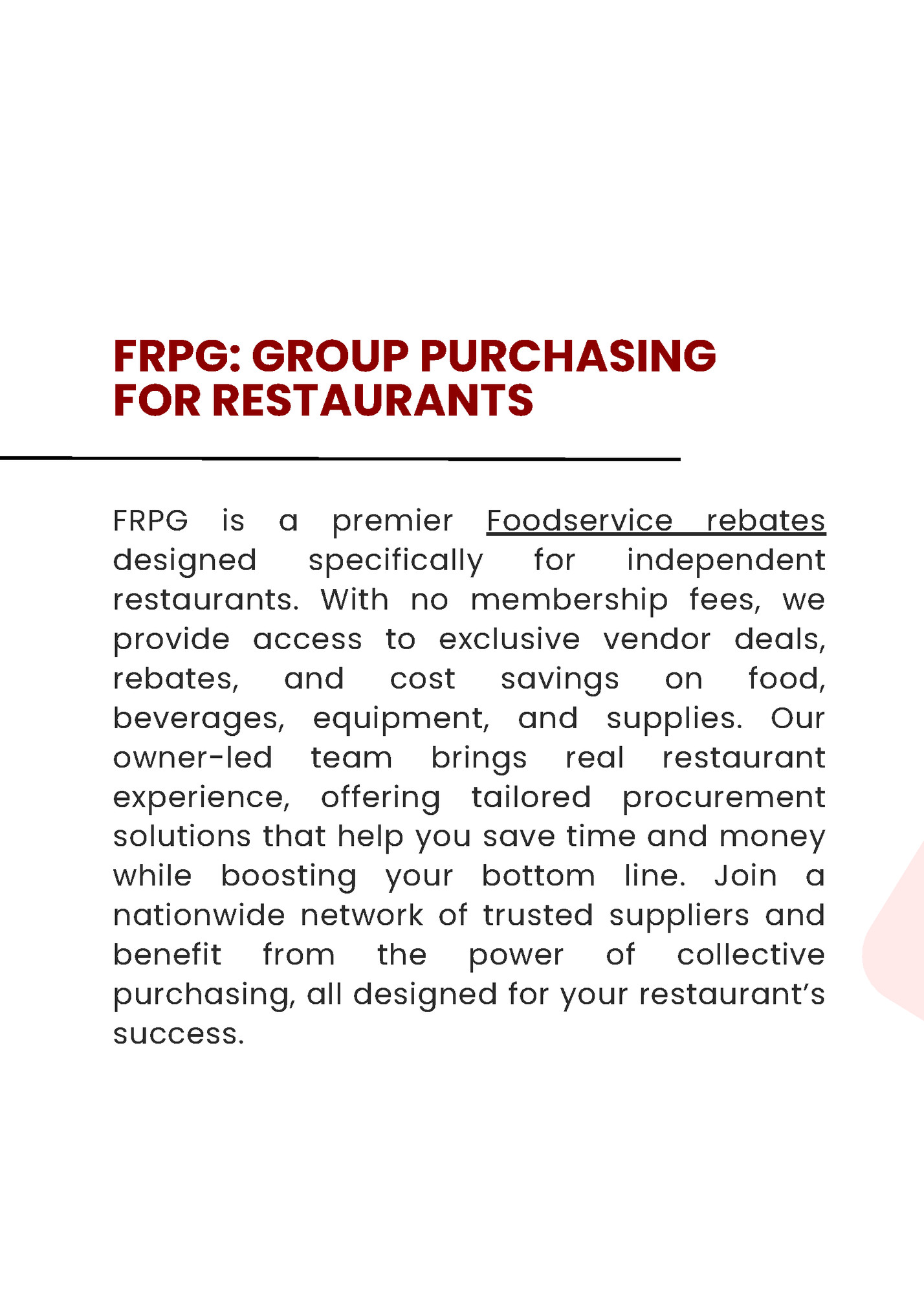 FRPG: GROUP PURCHASING FRPG: GROUP PURCHASING