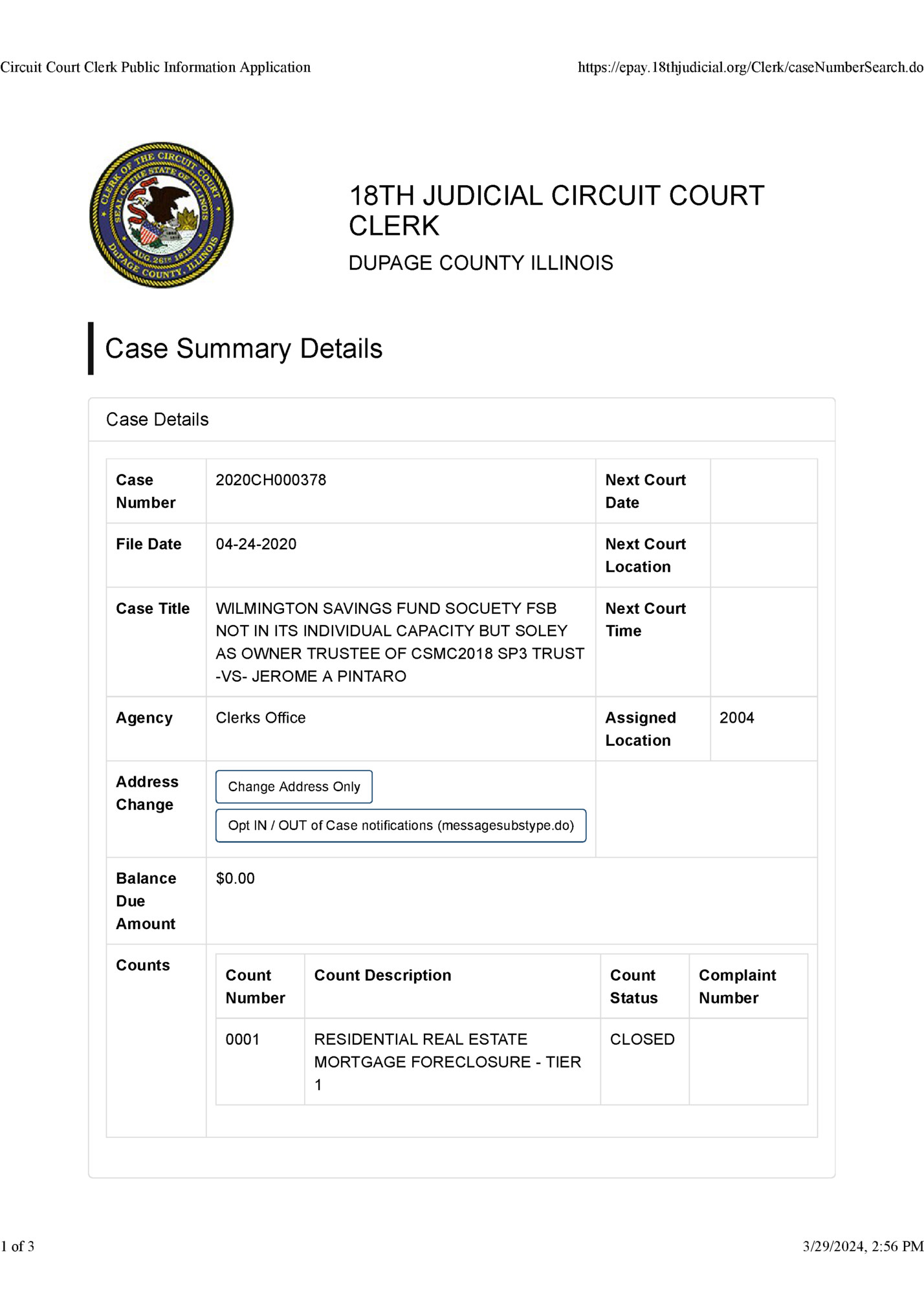 Circuit Court Clerk Public Information Application