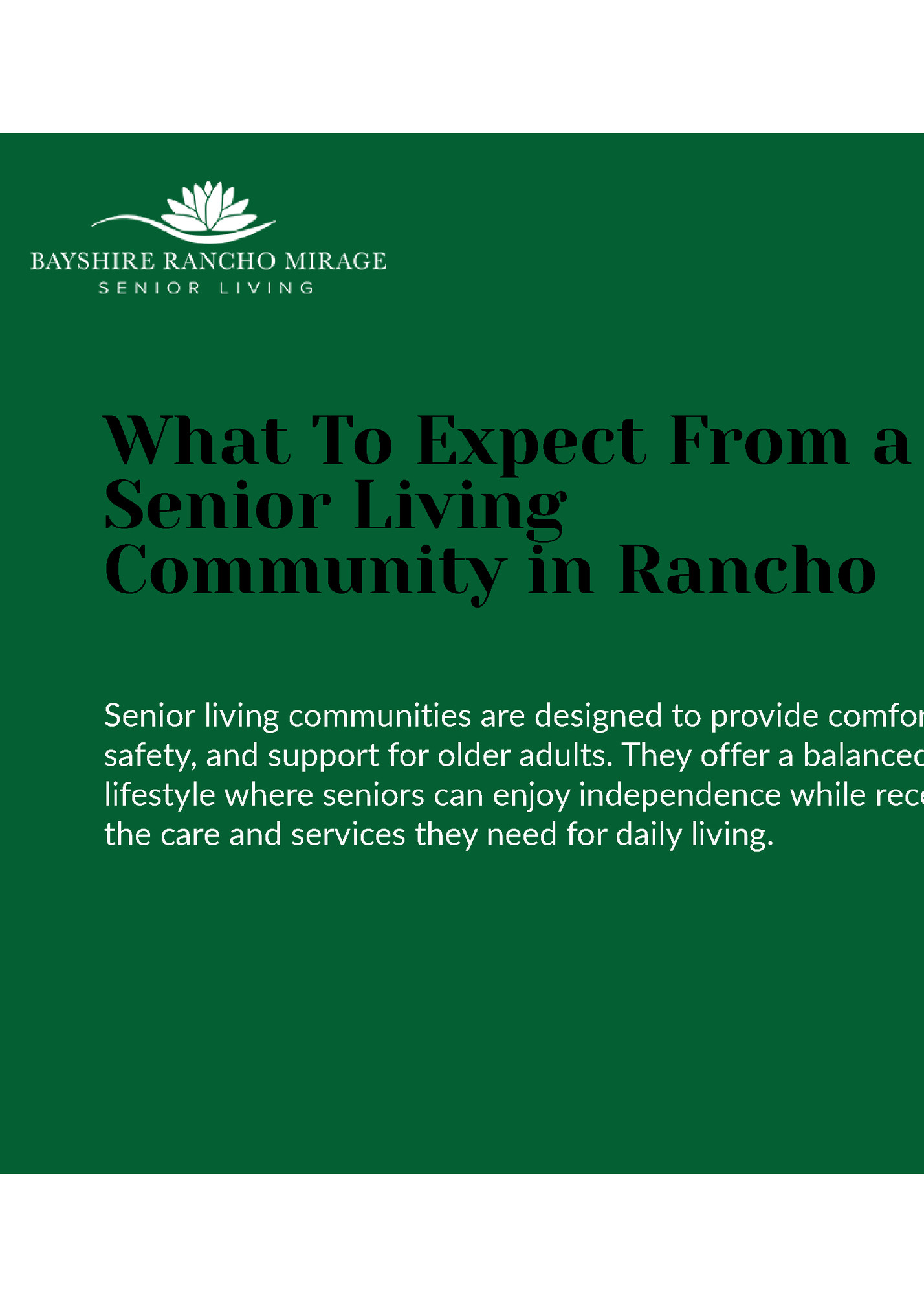 What To Expect From a