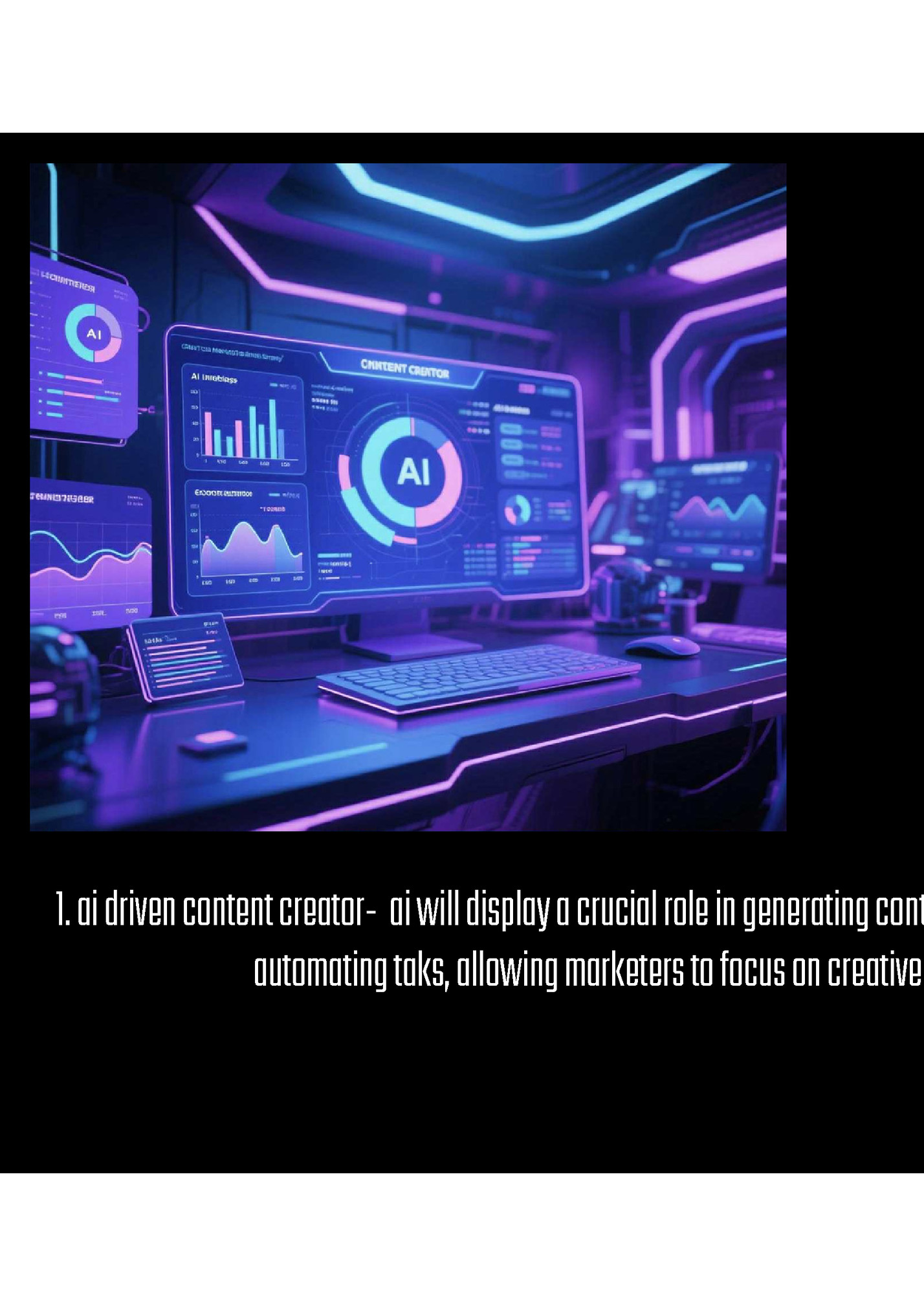 1. ai driven content creator- ai will display a crucial role in generating content, providing insights, and