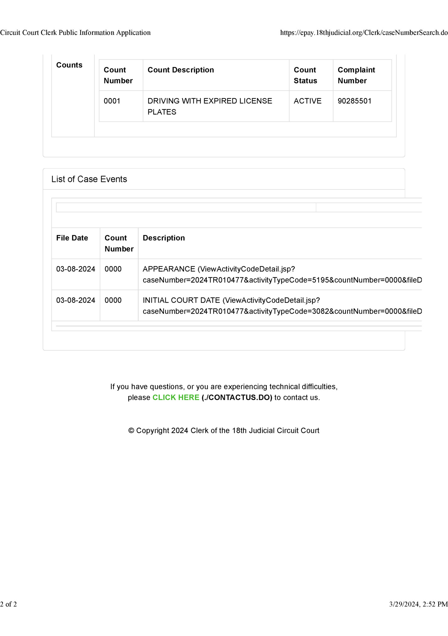 Circuit Court Clerk Public Information Application