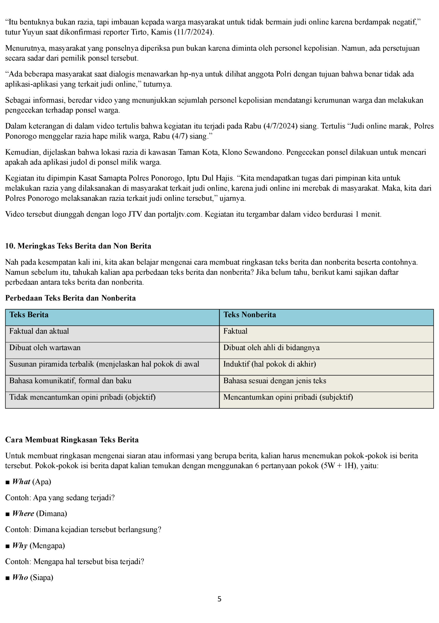 “Itu bentuknya bukan razia, tapi imbauan kepada warga masyarakat untuk tidak bermain judi online karena berdampak negatif,”