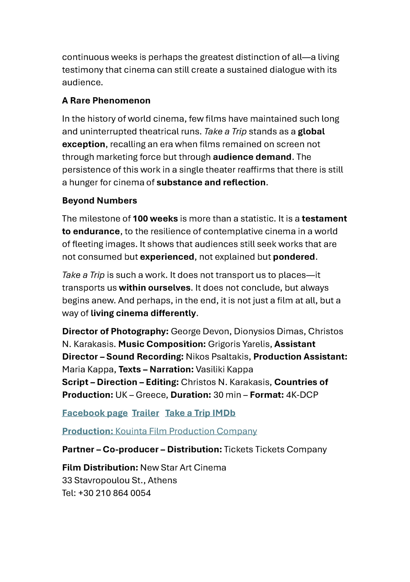 continuous weeks is perhaps the greatest distinction of all—a living