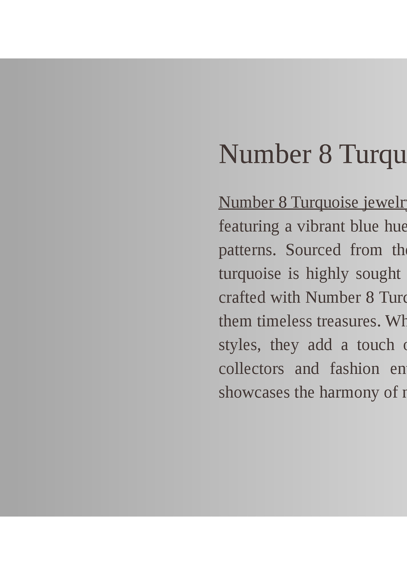 Number 8 Turquoise Jewelry