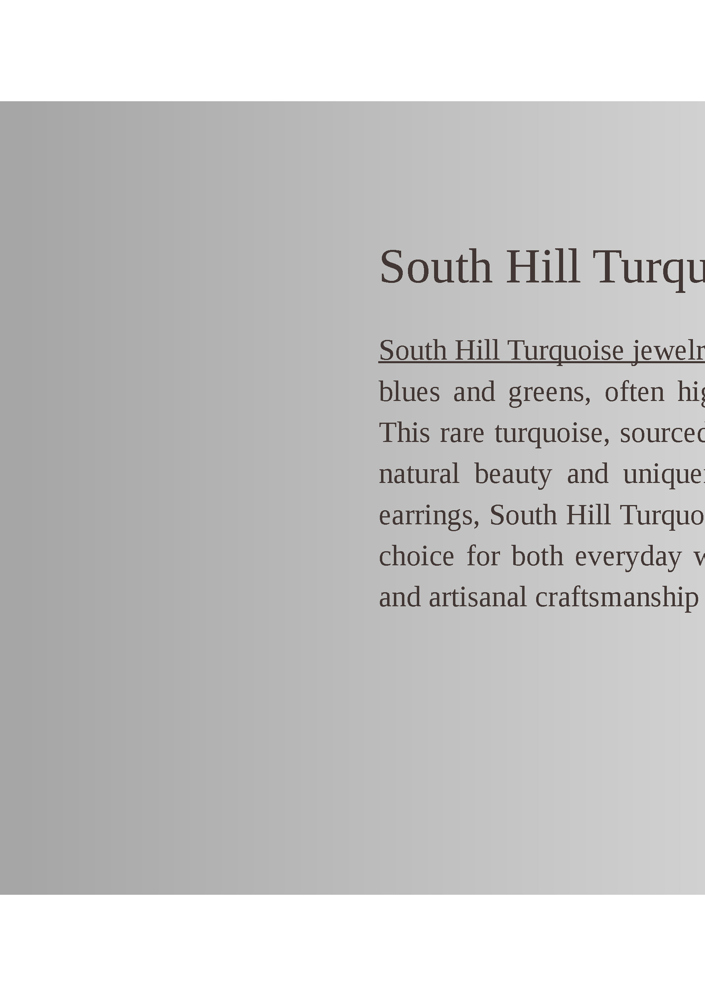 South Hill Turquoise Jewelry