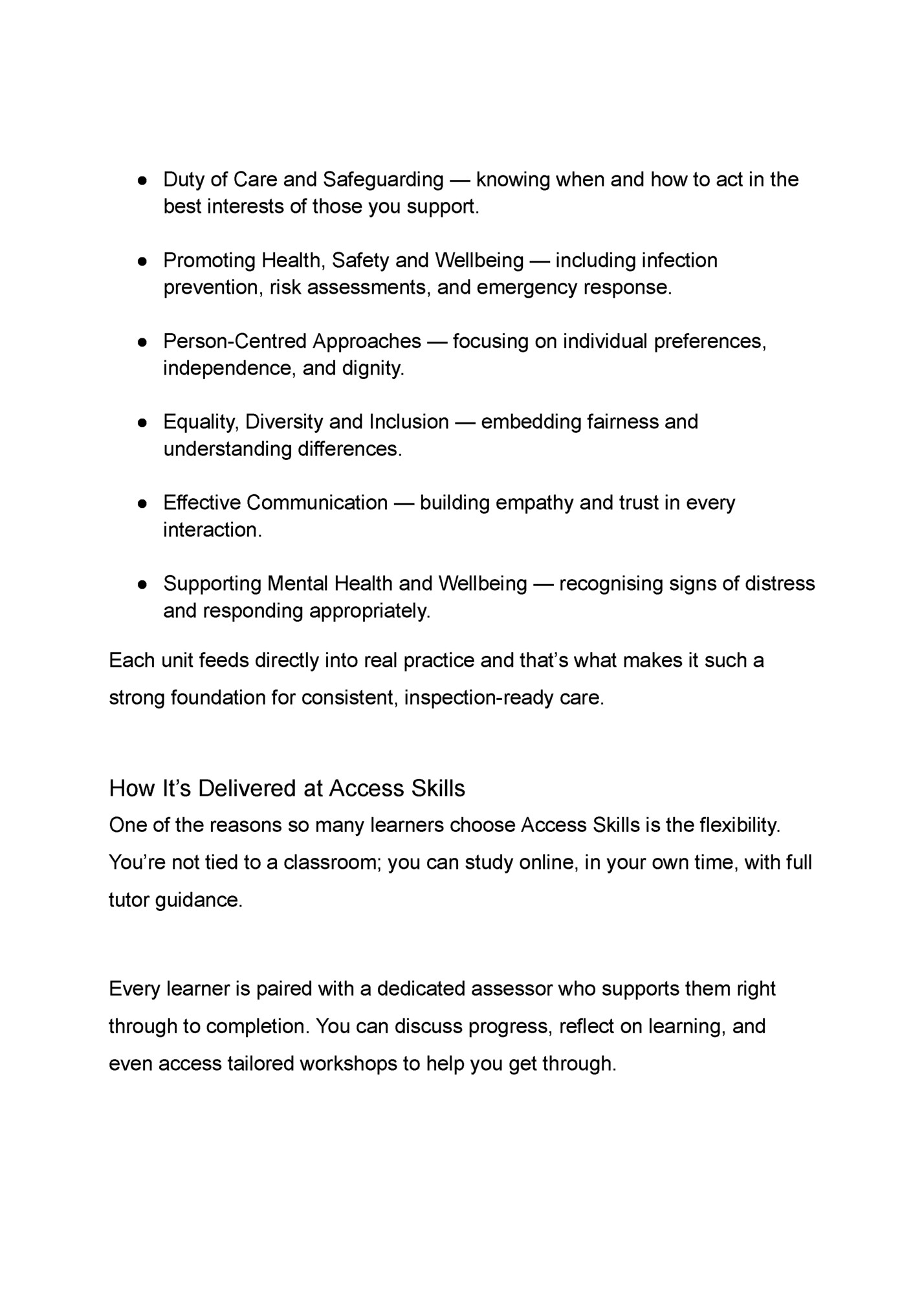● Duty of Care and Safeguarding — knowing when and how to act in the ● Duty of Care and Safeguarding — knowing when and how to act in the