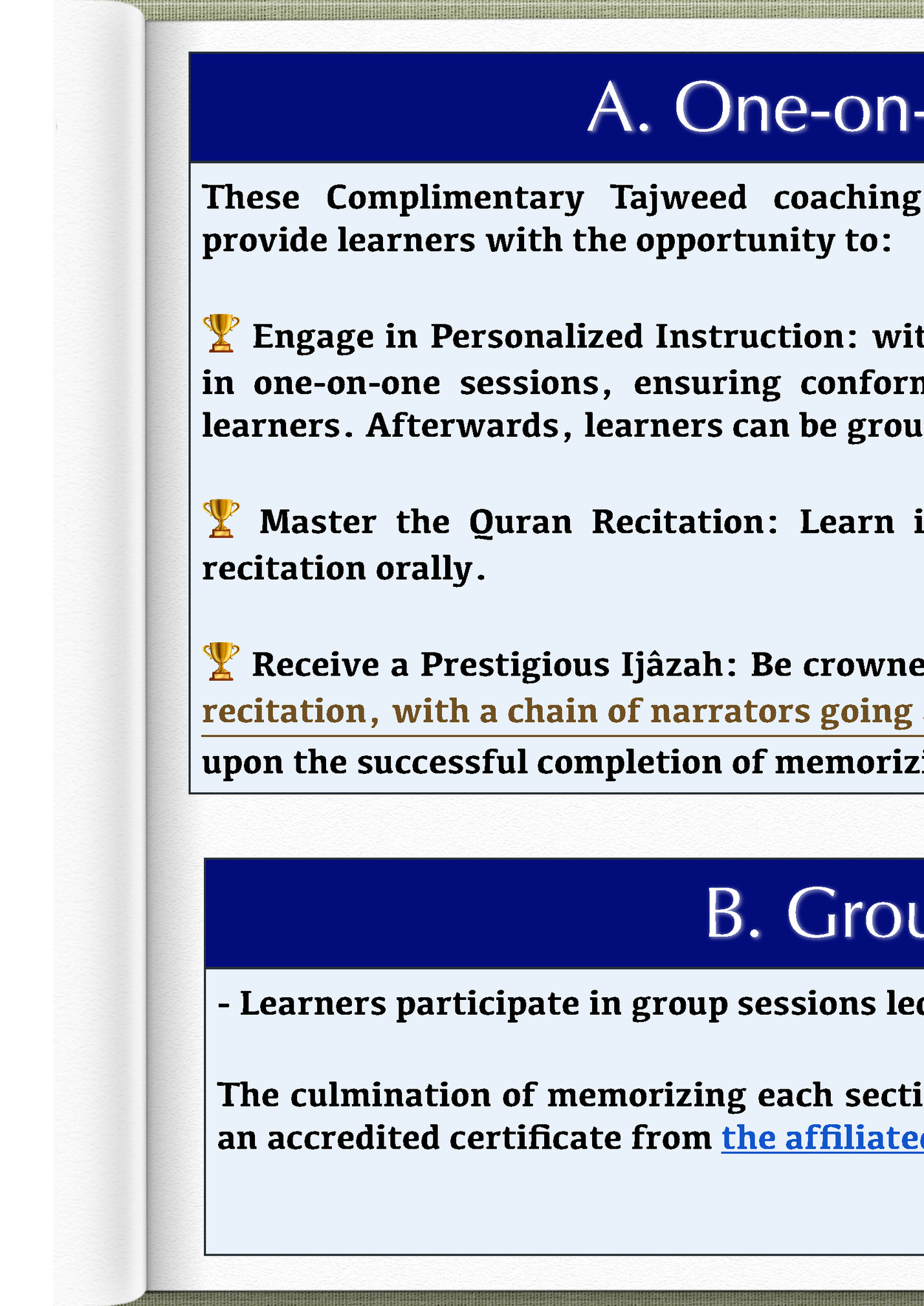 A. One-on-One Sessions