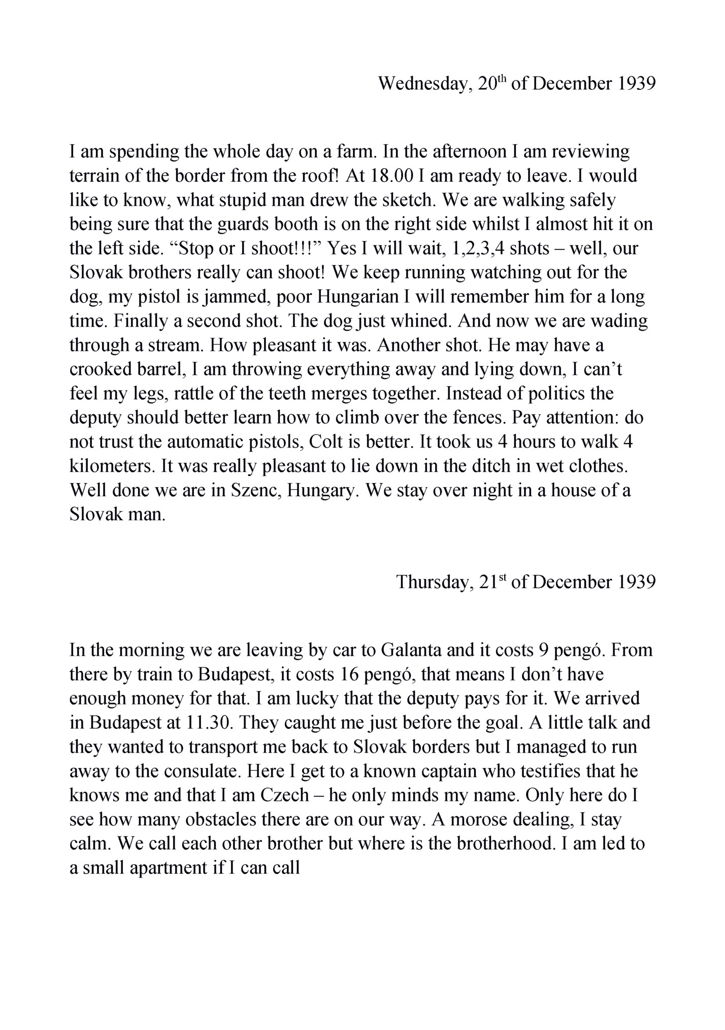 Wednesday, 20th of December 1939