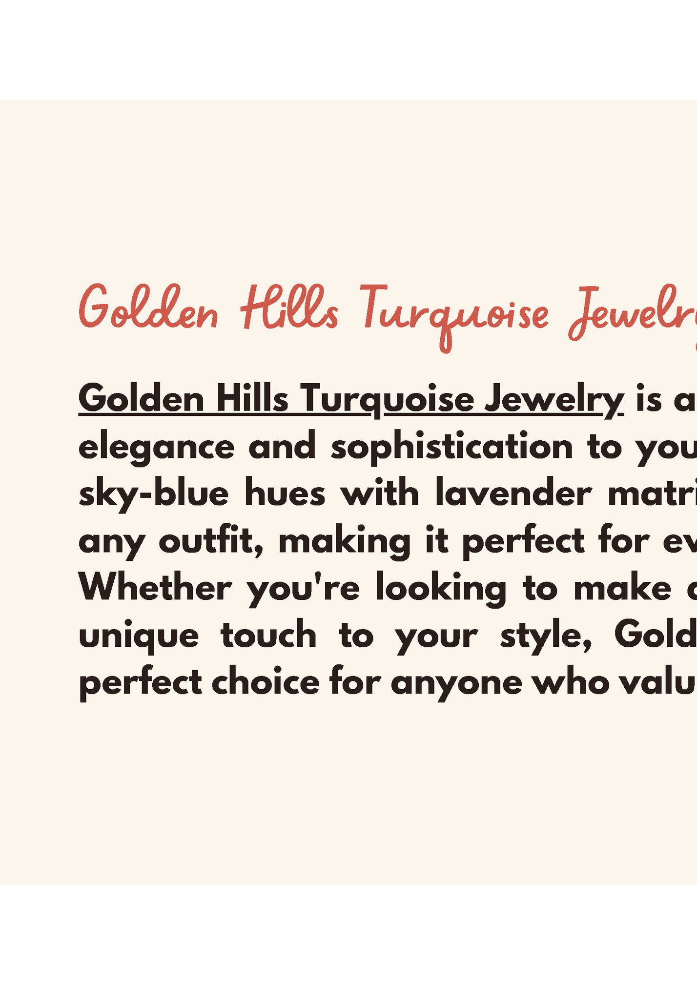 Golden Hills Turquoise Jewelry