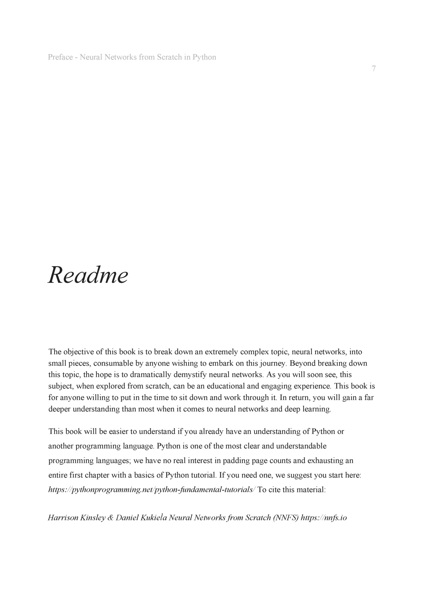 Preface - Neural Networks from Scratch in Python