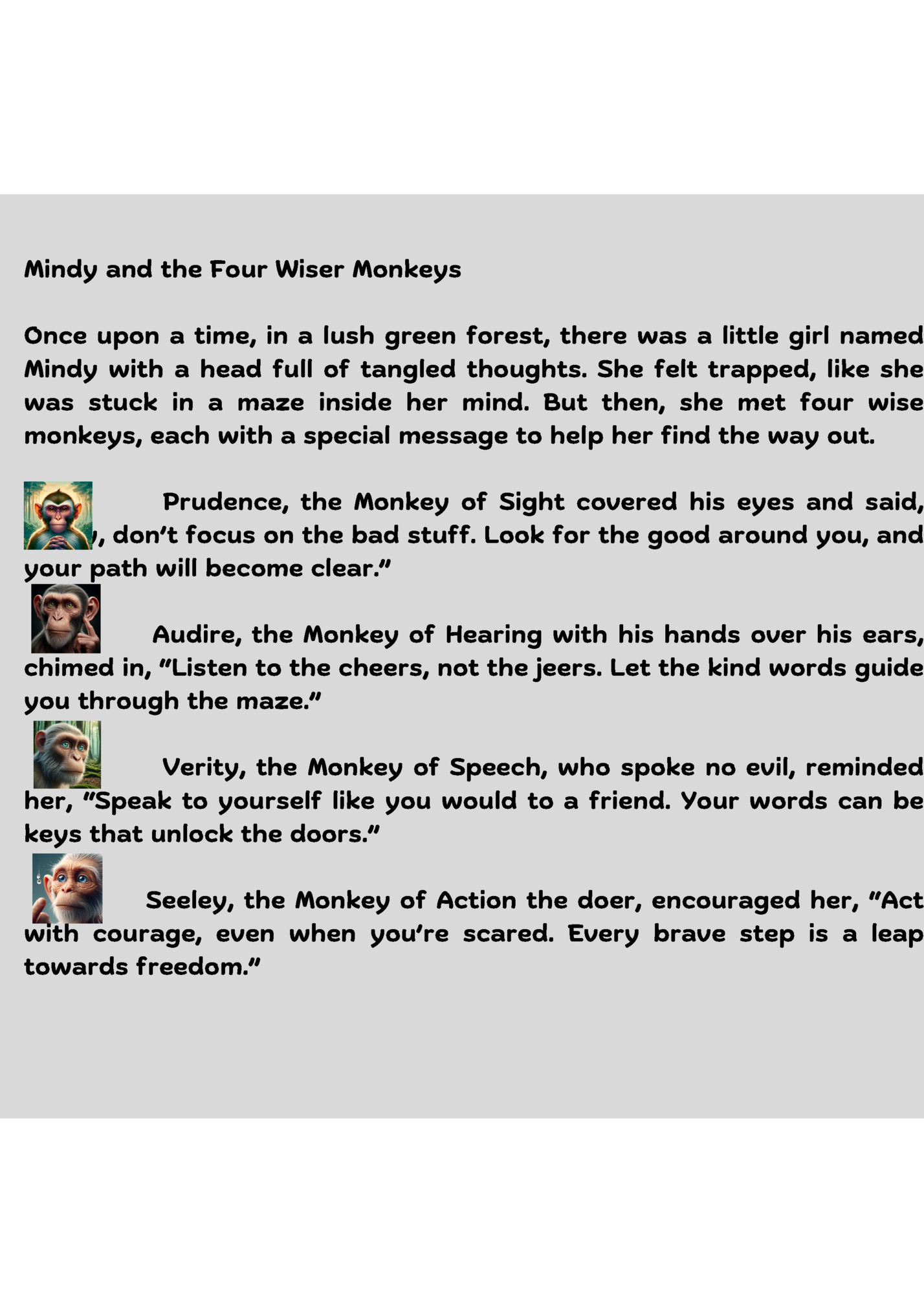 Mindy and the Four Wiser Monkeys