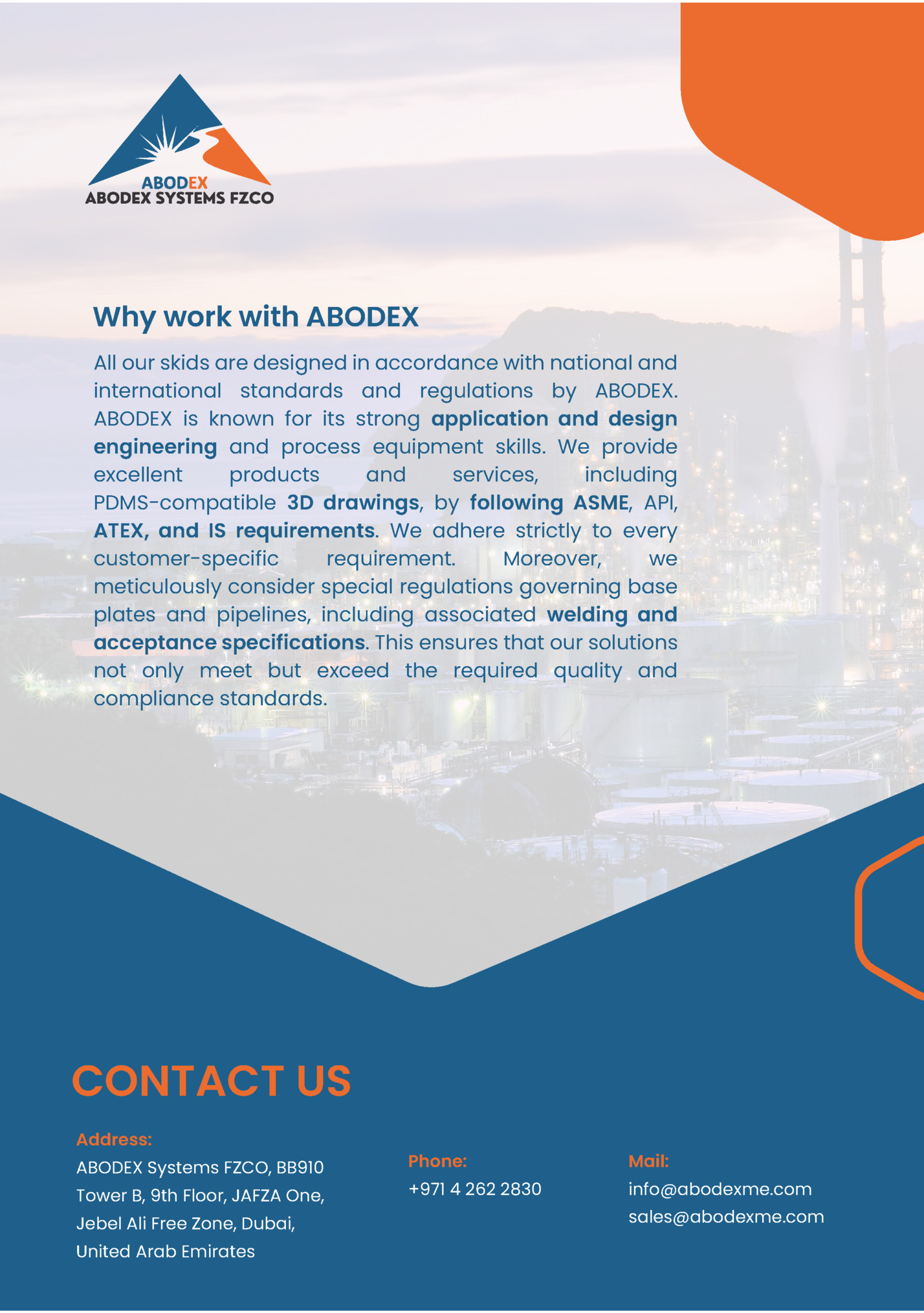 Why work with ABODEX Why work with ABODEX