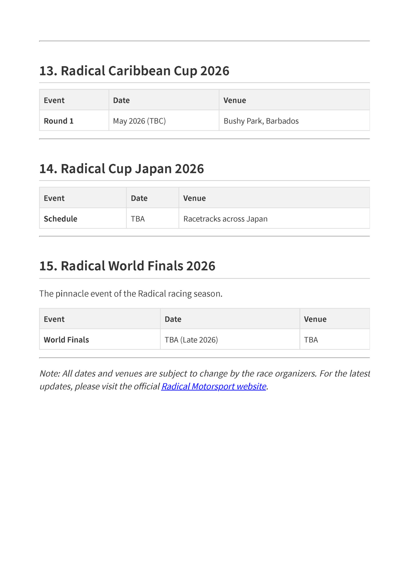 13. Radical Caribbean Cup 2026