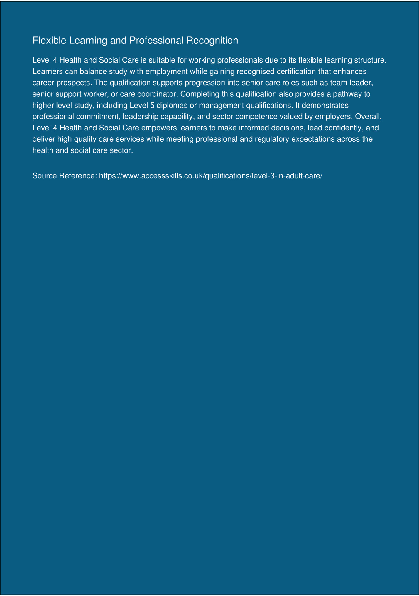 Flexible Learning and Professional Recognition