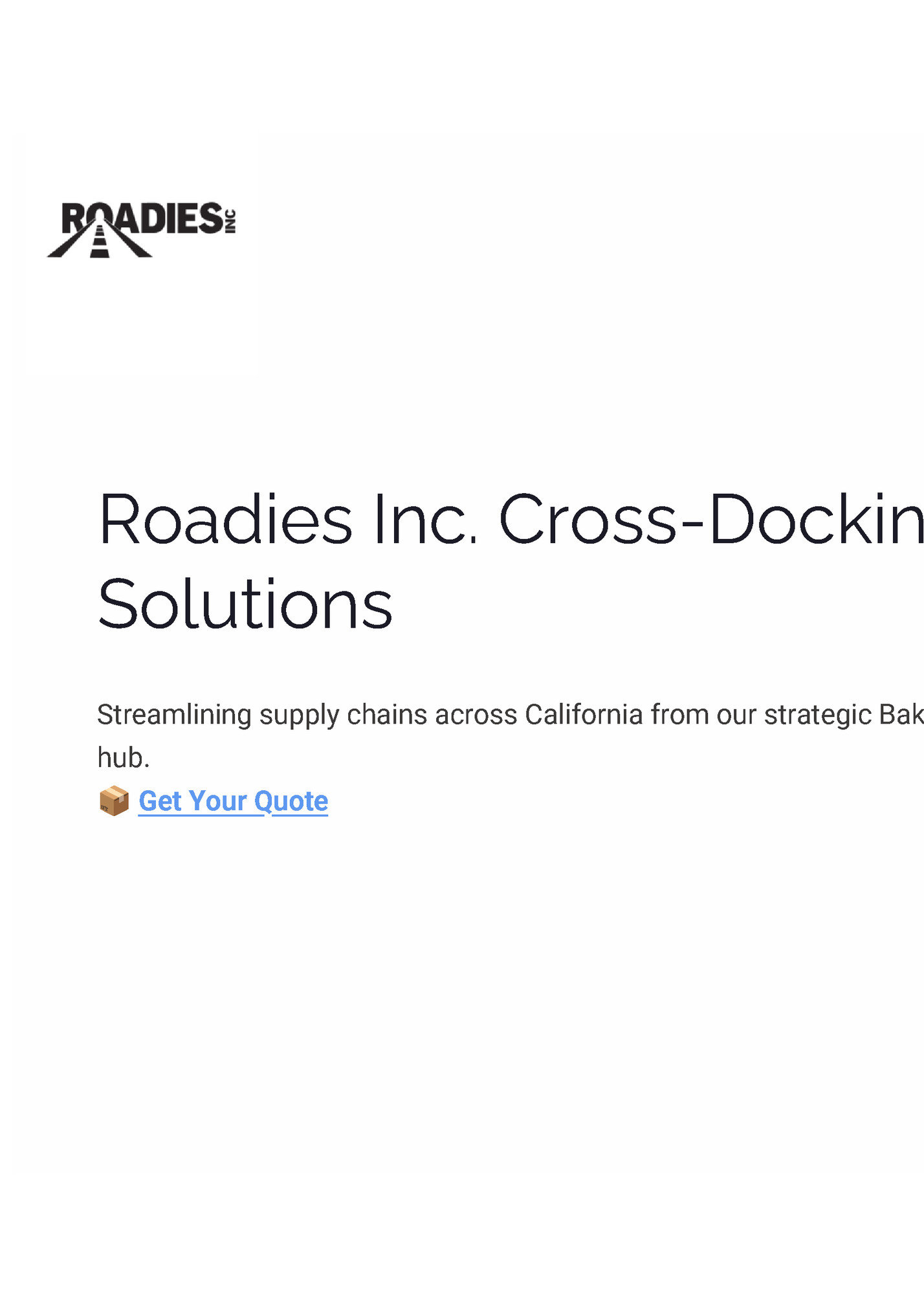 Roadies Inc. Cross-Docking