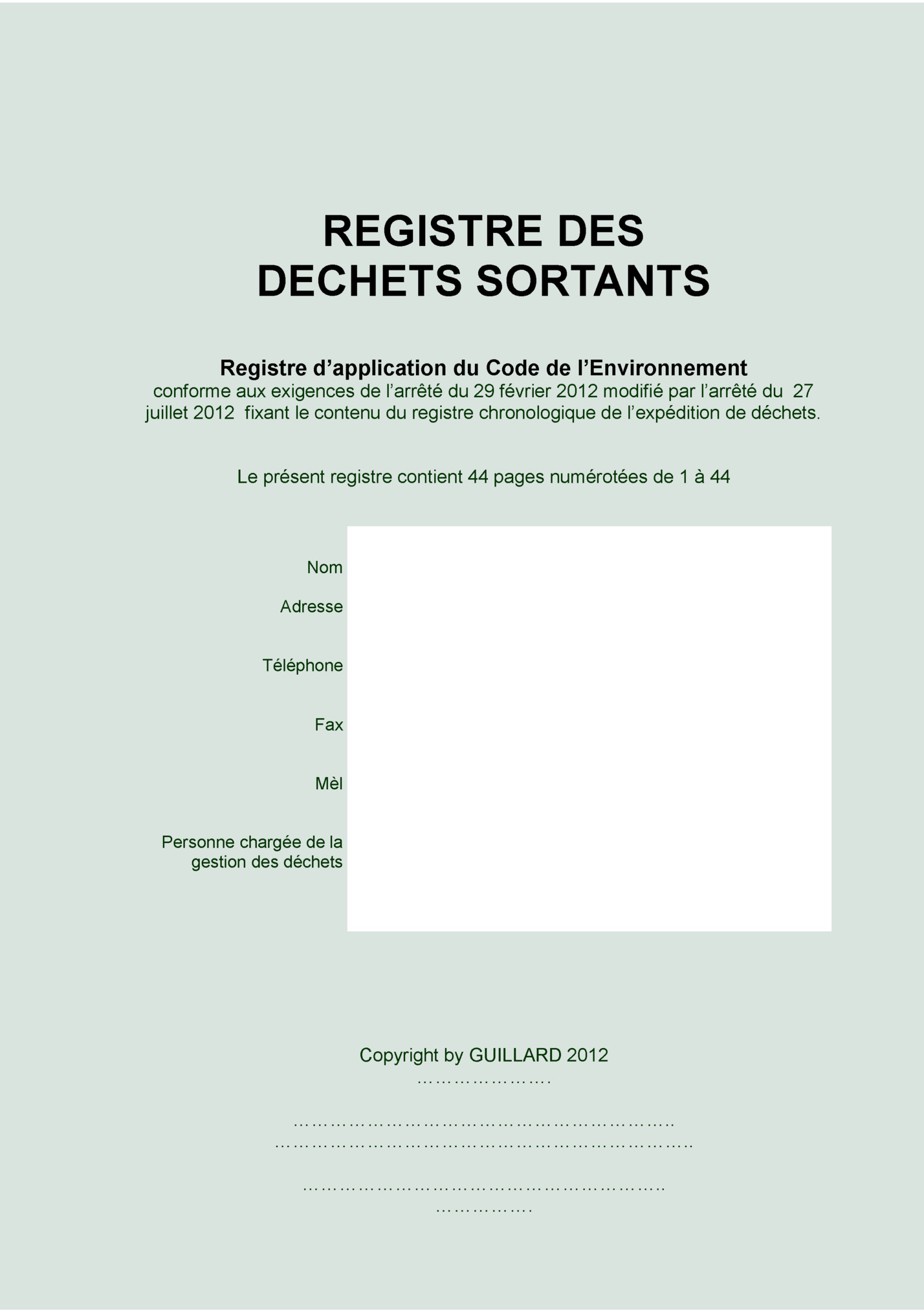 REGISTRE DES REGISTRE DES
