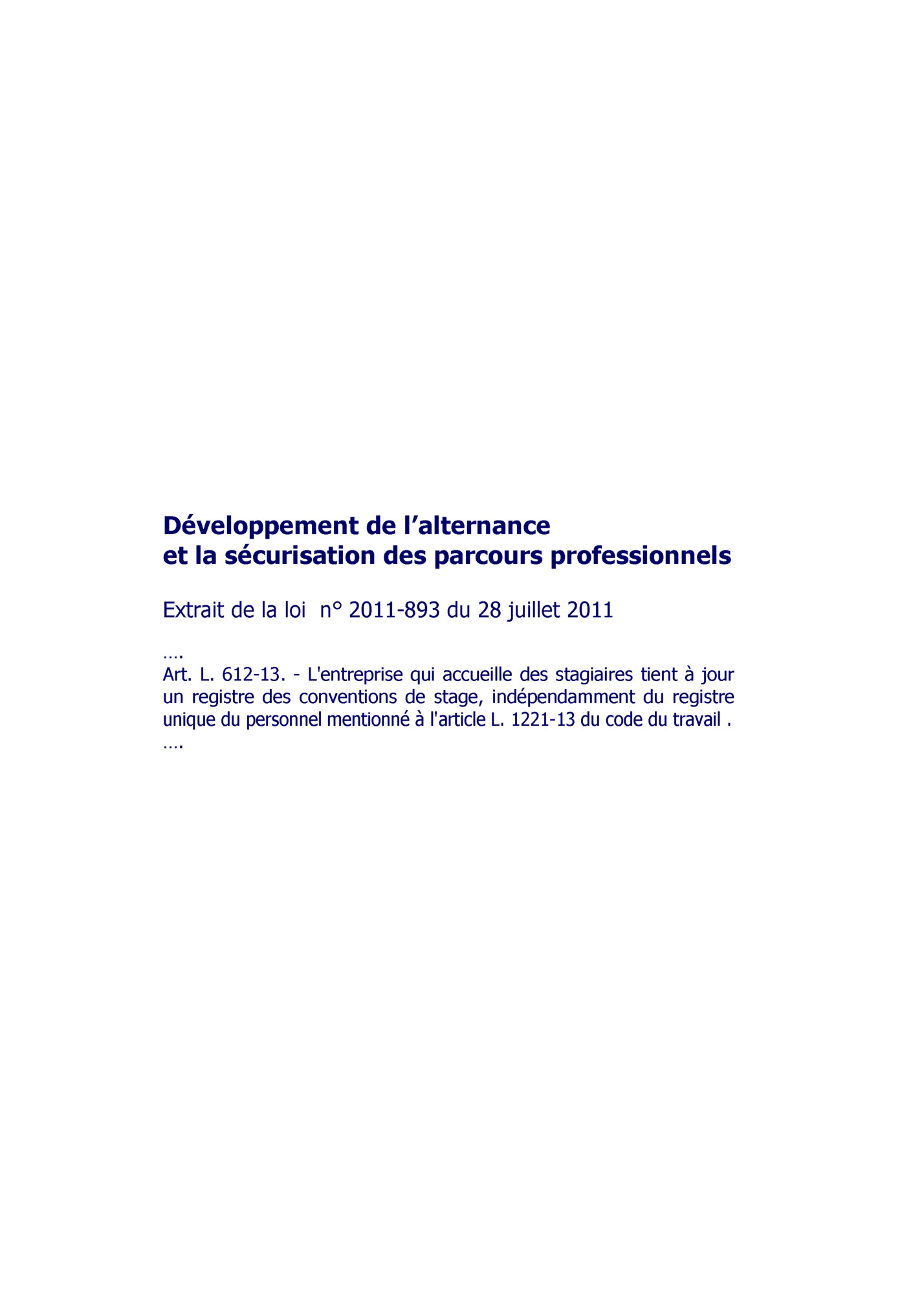 Développement de l’alternance
