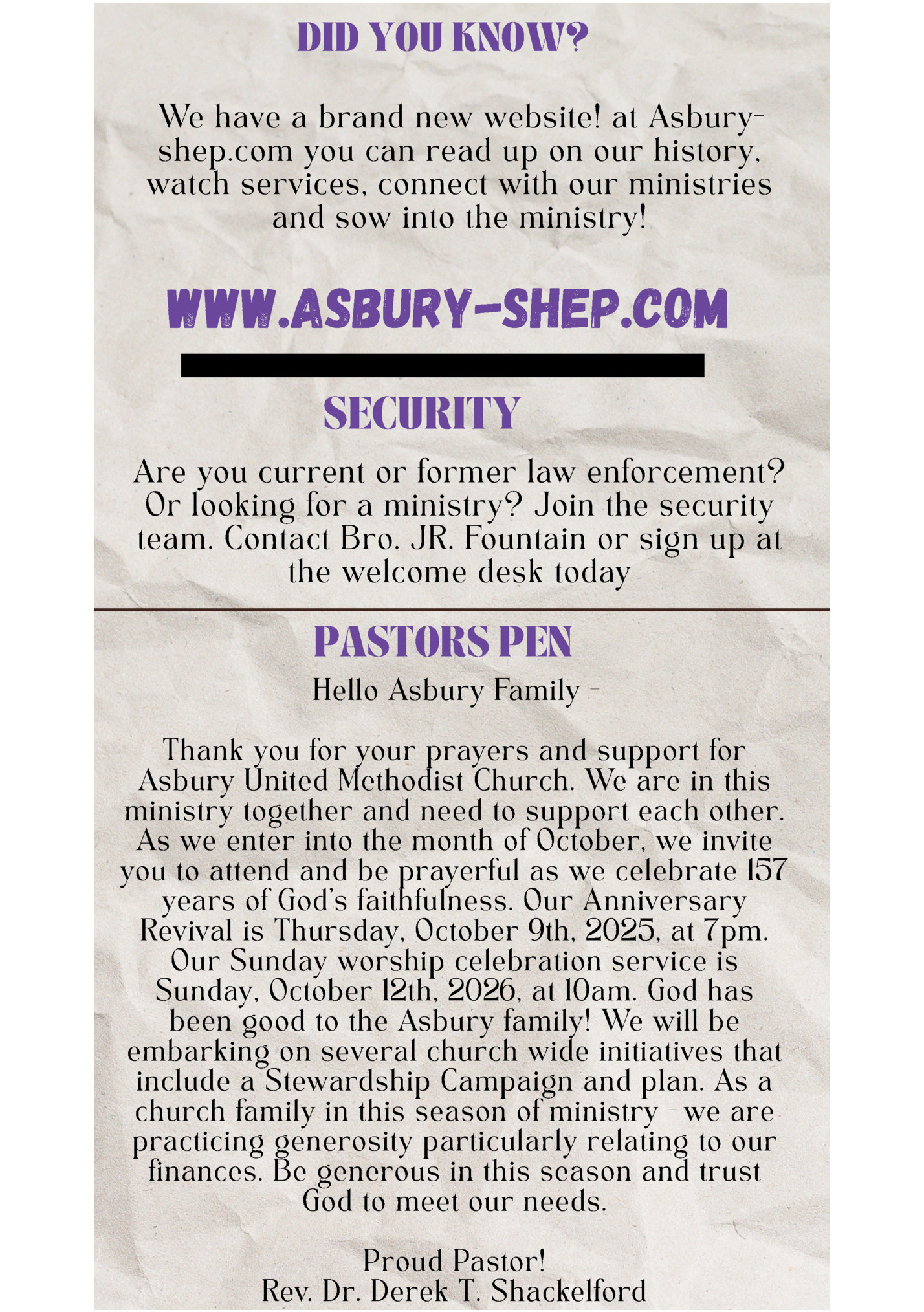 DID YOU KNOW? DID YOU KNOW?