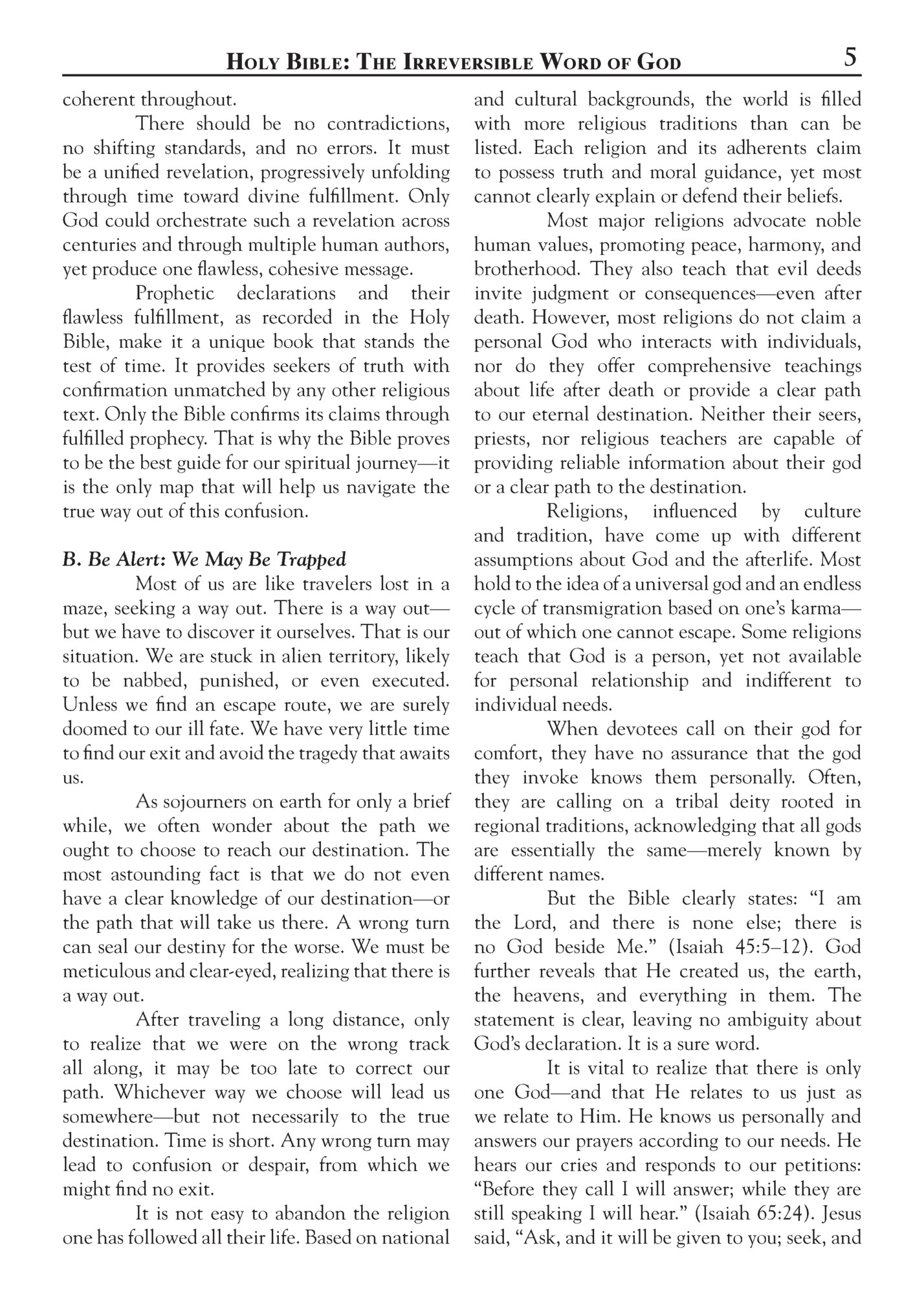 Holy Bible: The Irreversible Word of God