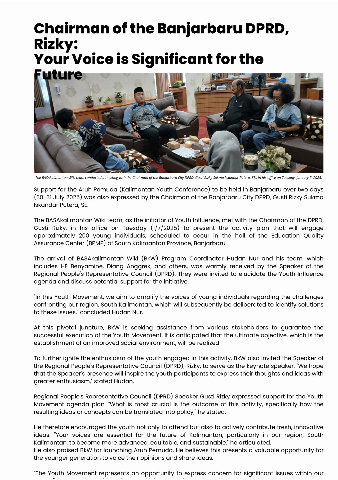 Chairman of the Banjarbaru DPRD, Chairman of the Banjarbaru DPRD,