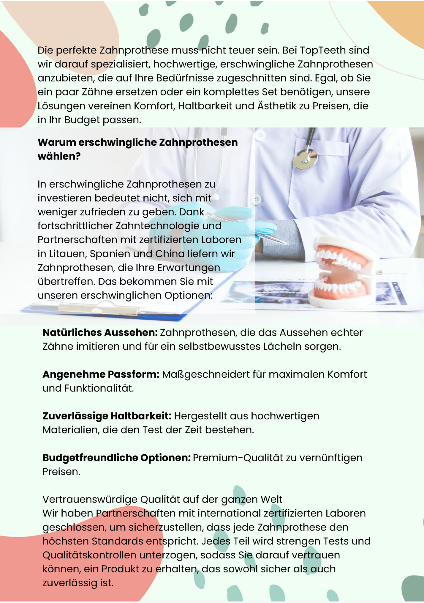 Die perfekte Zahnprothese muss nicht teuer sein. Bei TopTeeth sind