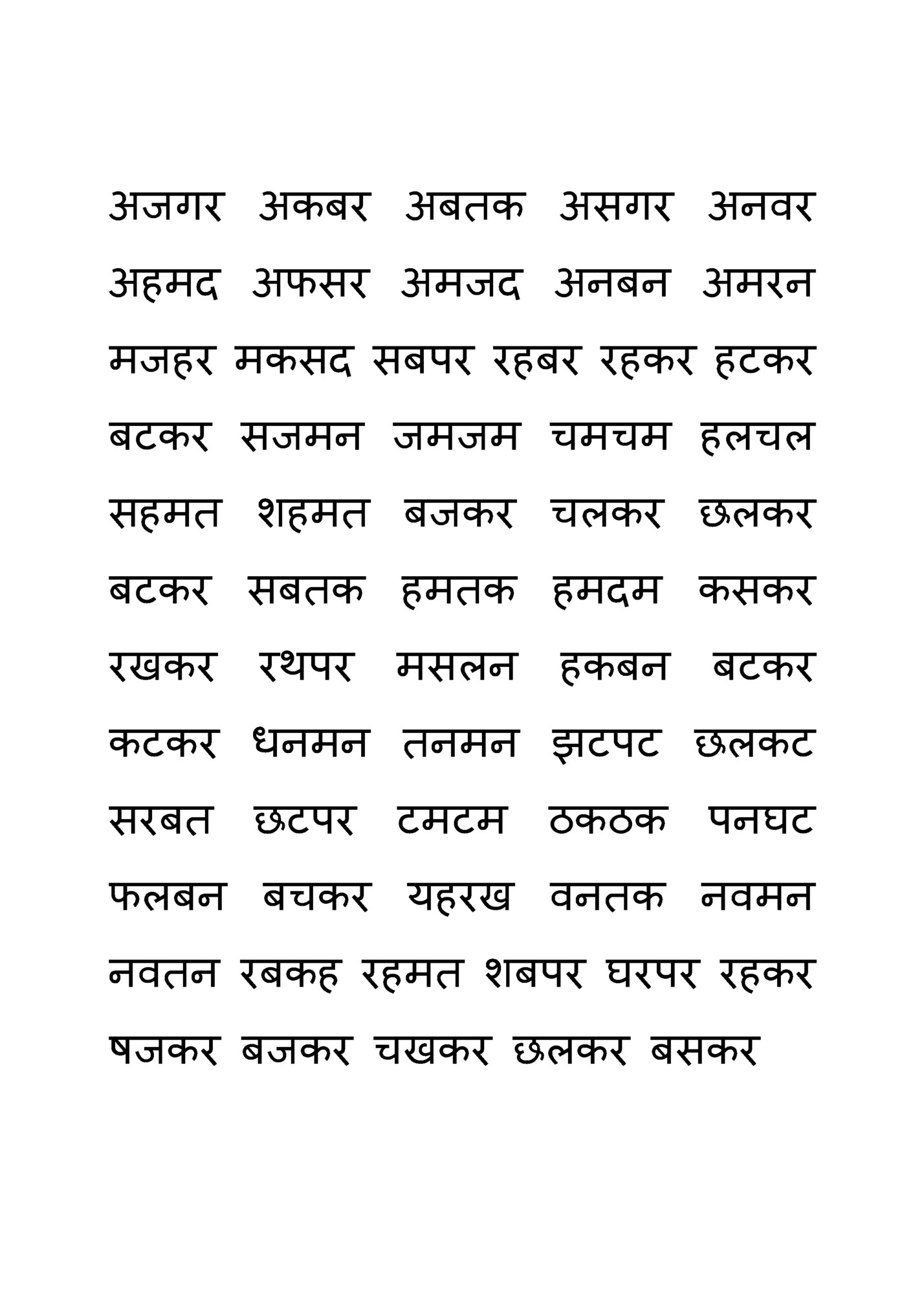 अजगर अकबर अबतक असगर अनवर