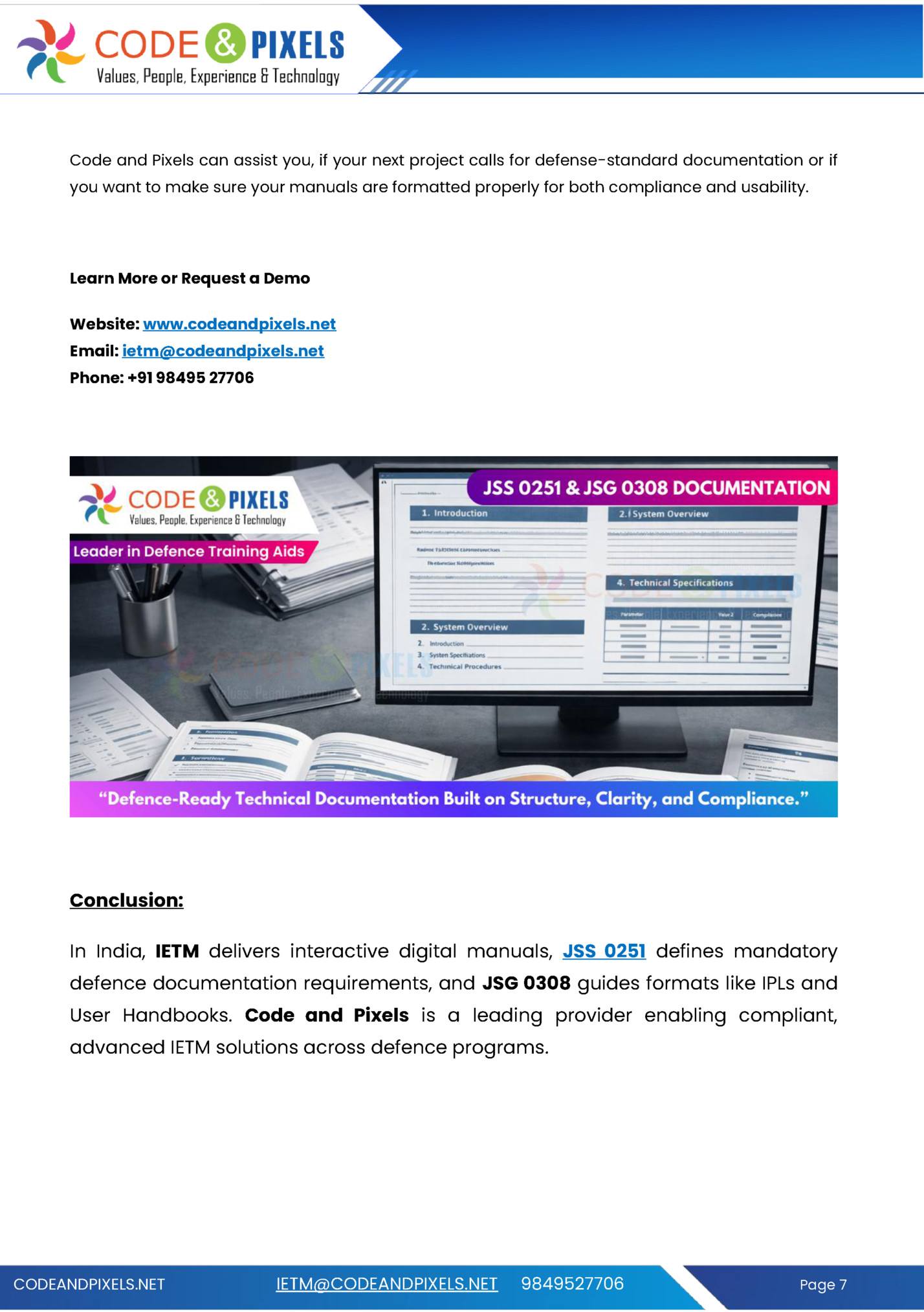 Code and Pixels can assist you, if your next project calls for defense-standard documentation or if Code and Pixels can assist you, if your next project calls for defense-standard documentation or if
