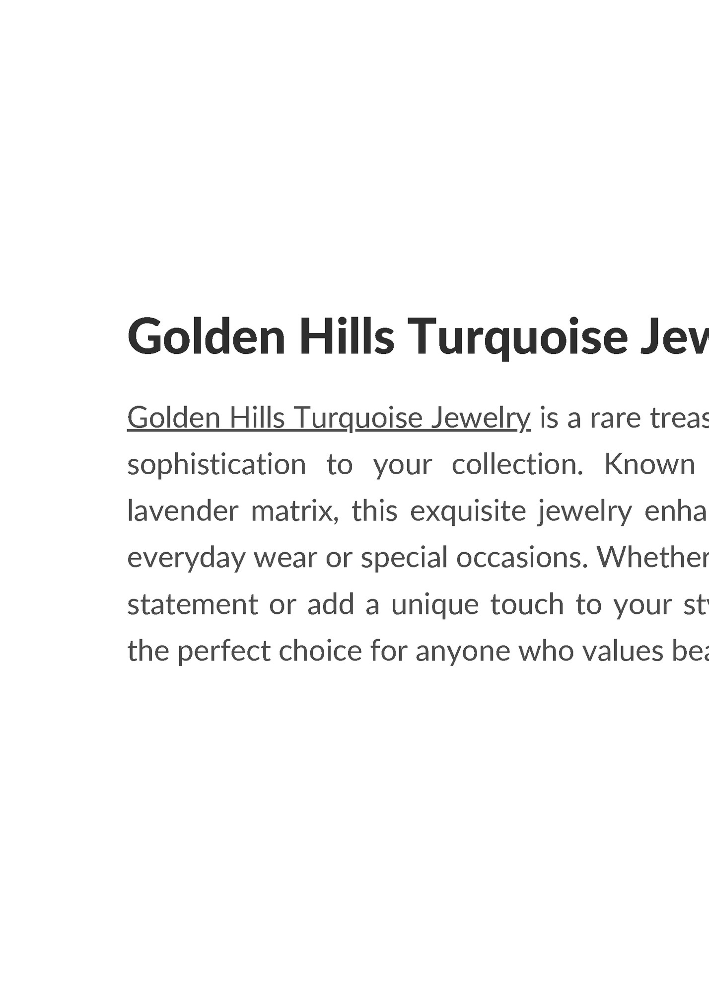 Golden Hills Turquoise Jewelry