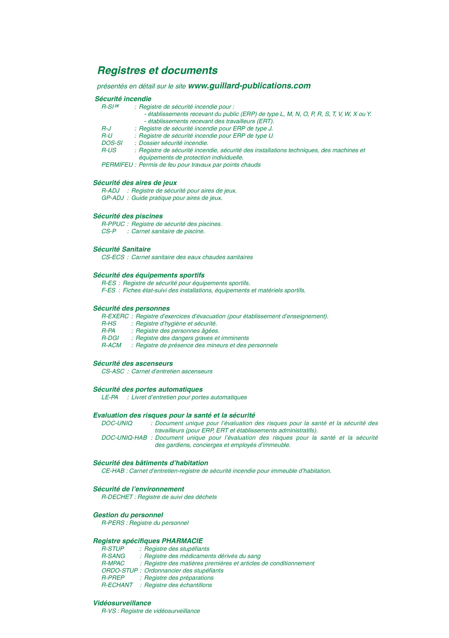 Registres et documents