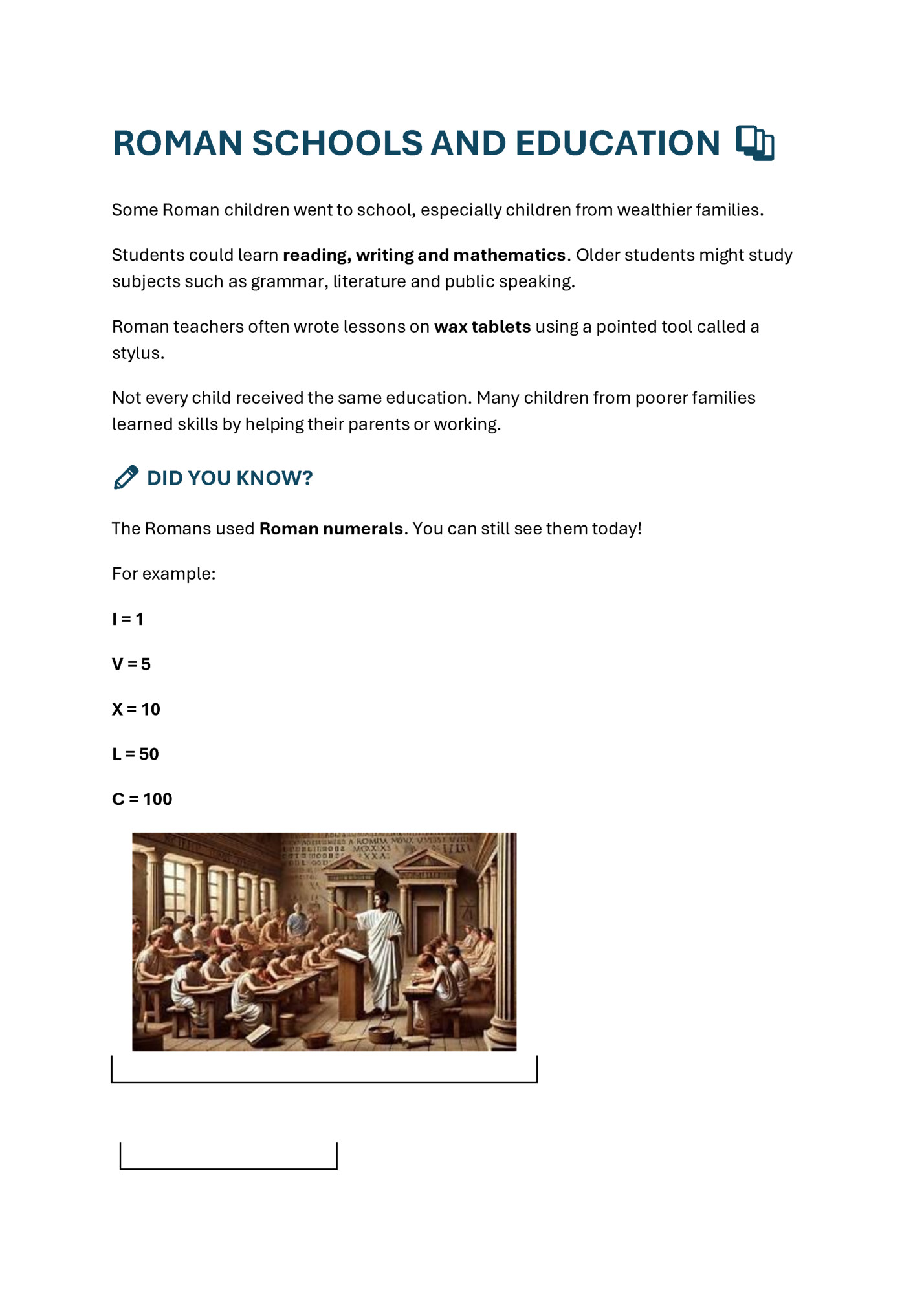 ROMAN SCHOOLS AND EDUCATION 📚