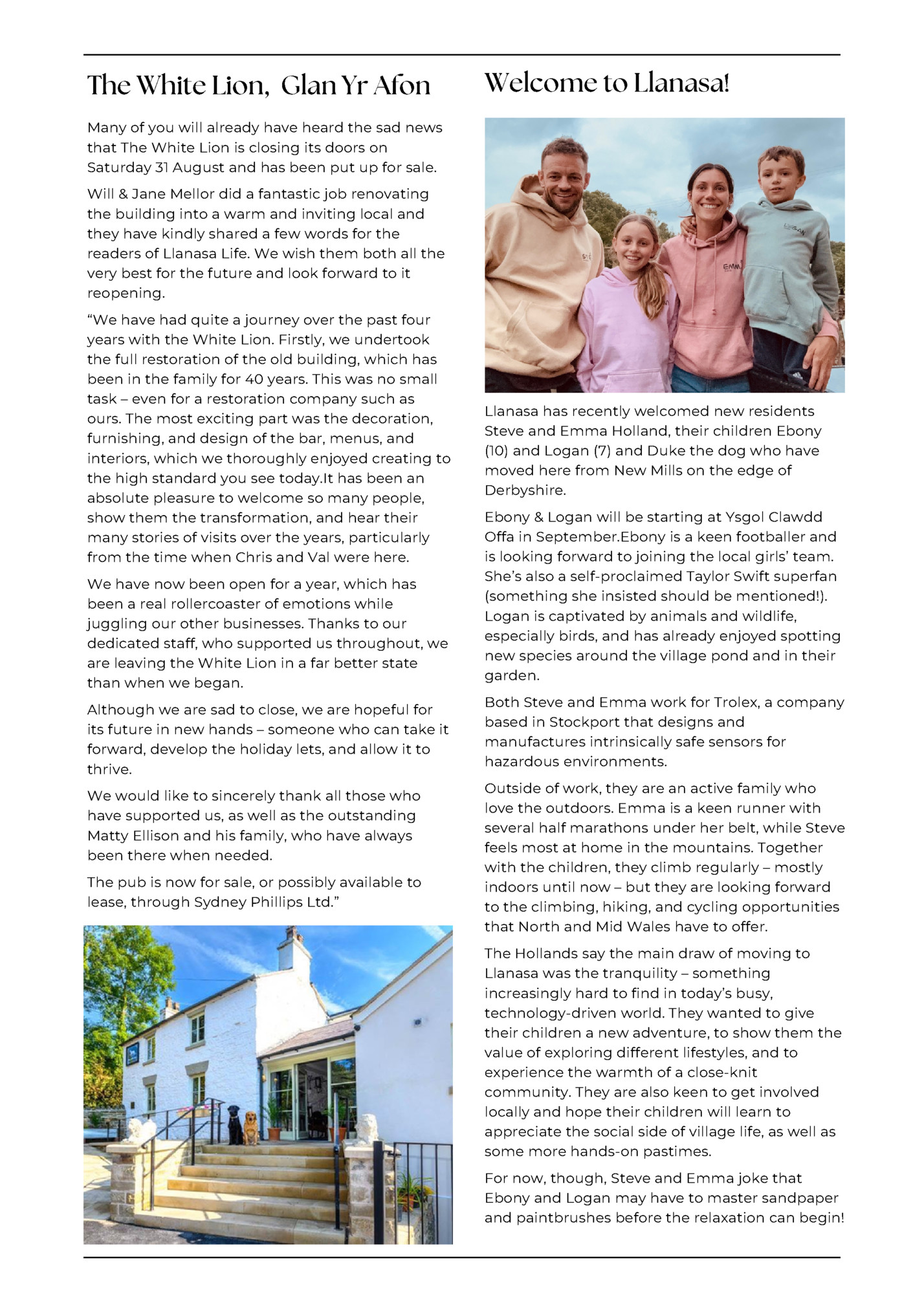 The White Lion, Glan Yr Afon