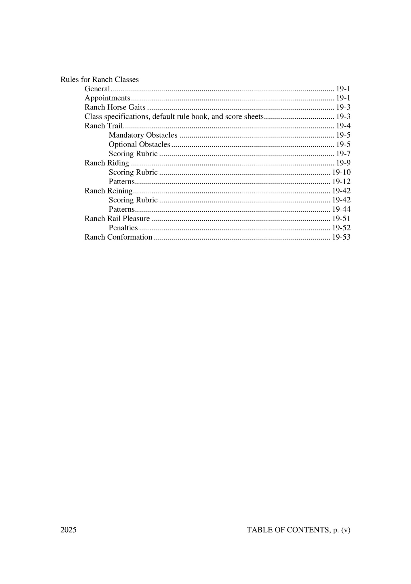 Rules for Ranch Classes Rules for Ranch Classes