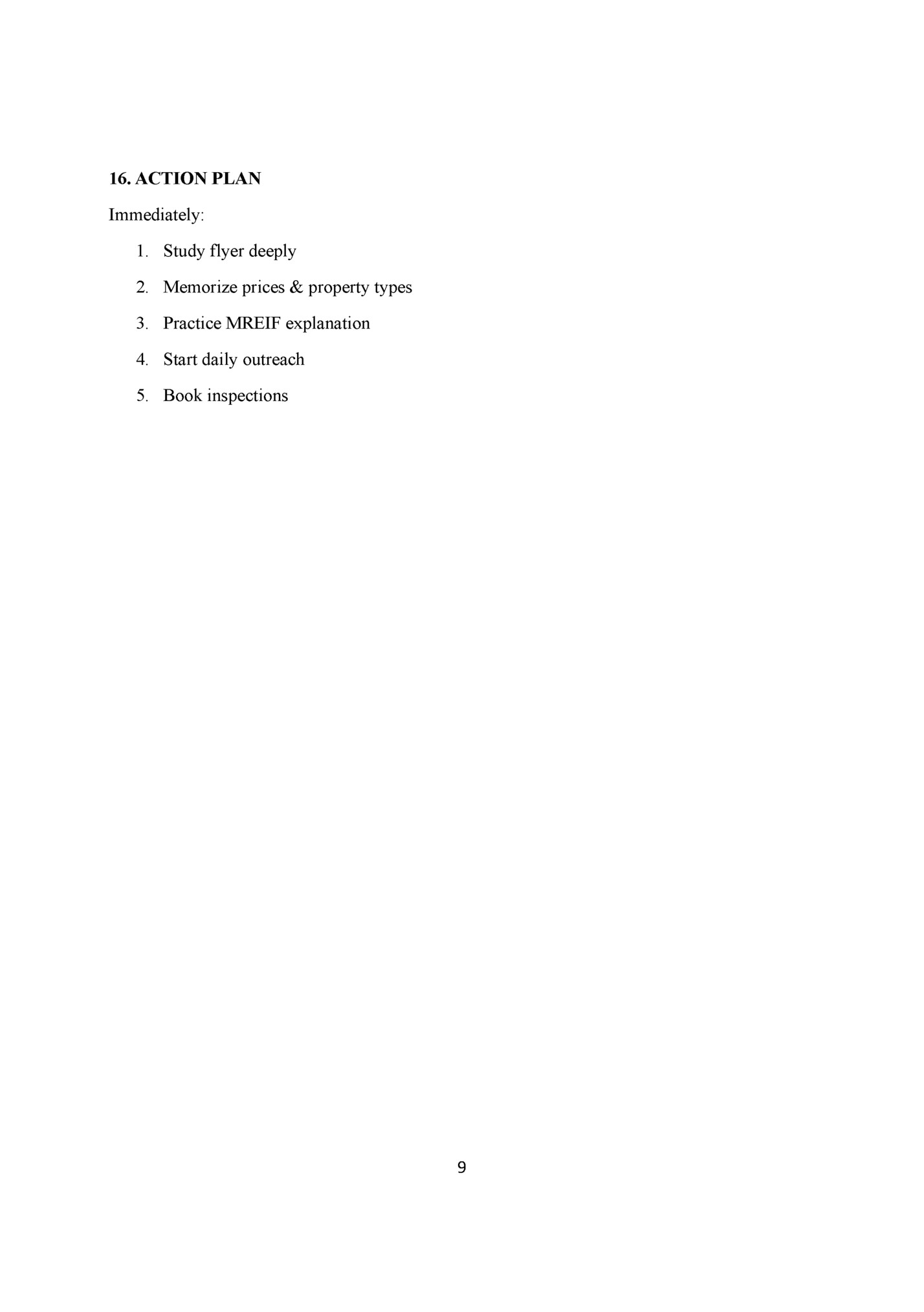 16. ACTION PLAN
