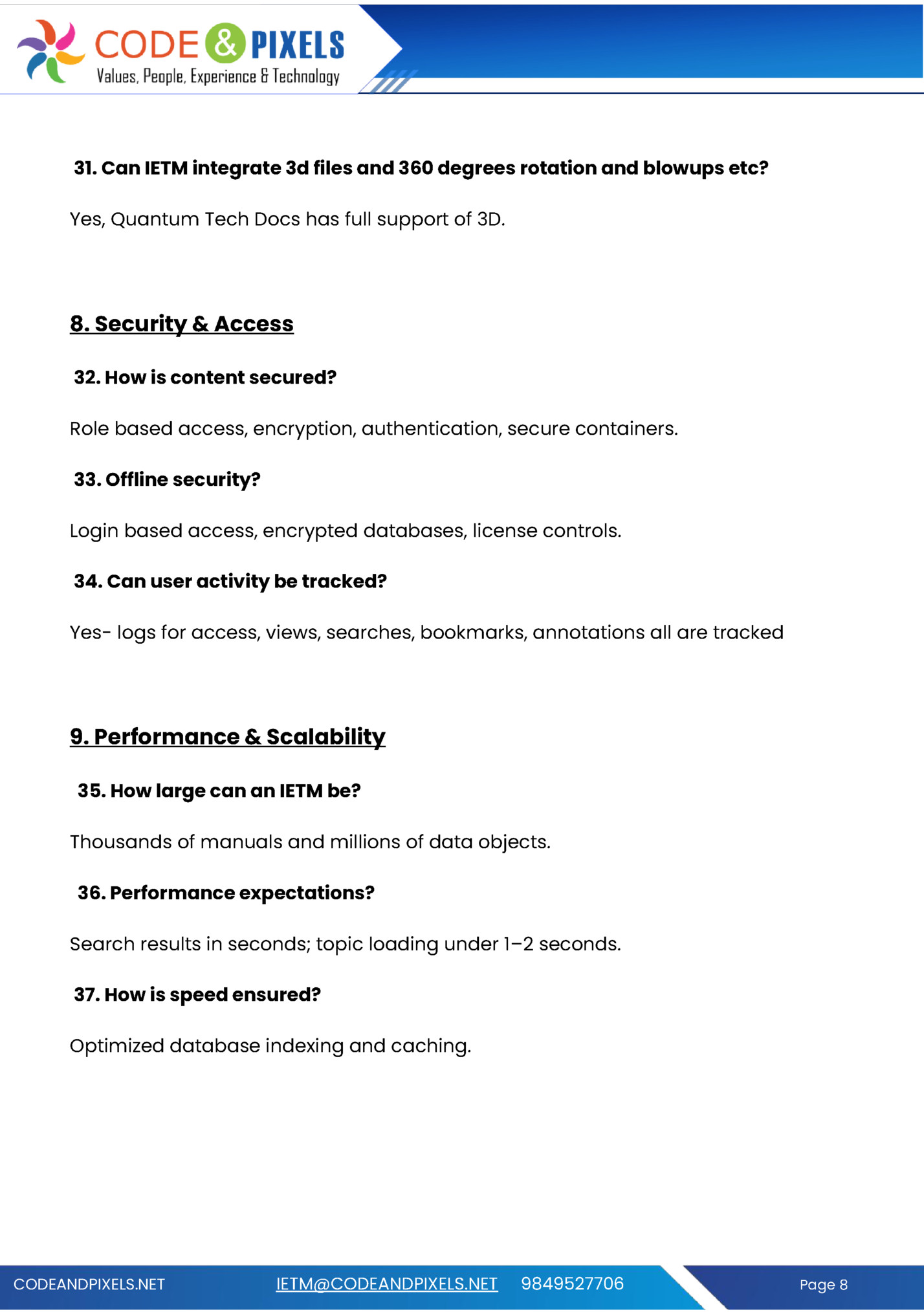 31. Can IETM integrate 3d files and 360 degrees rotation and blowups etc?