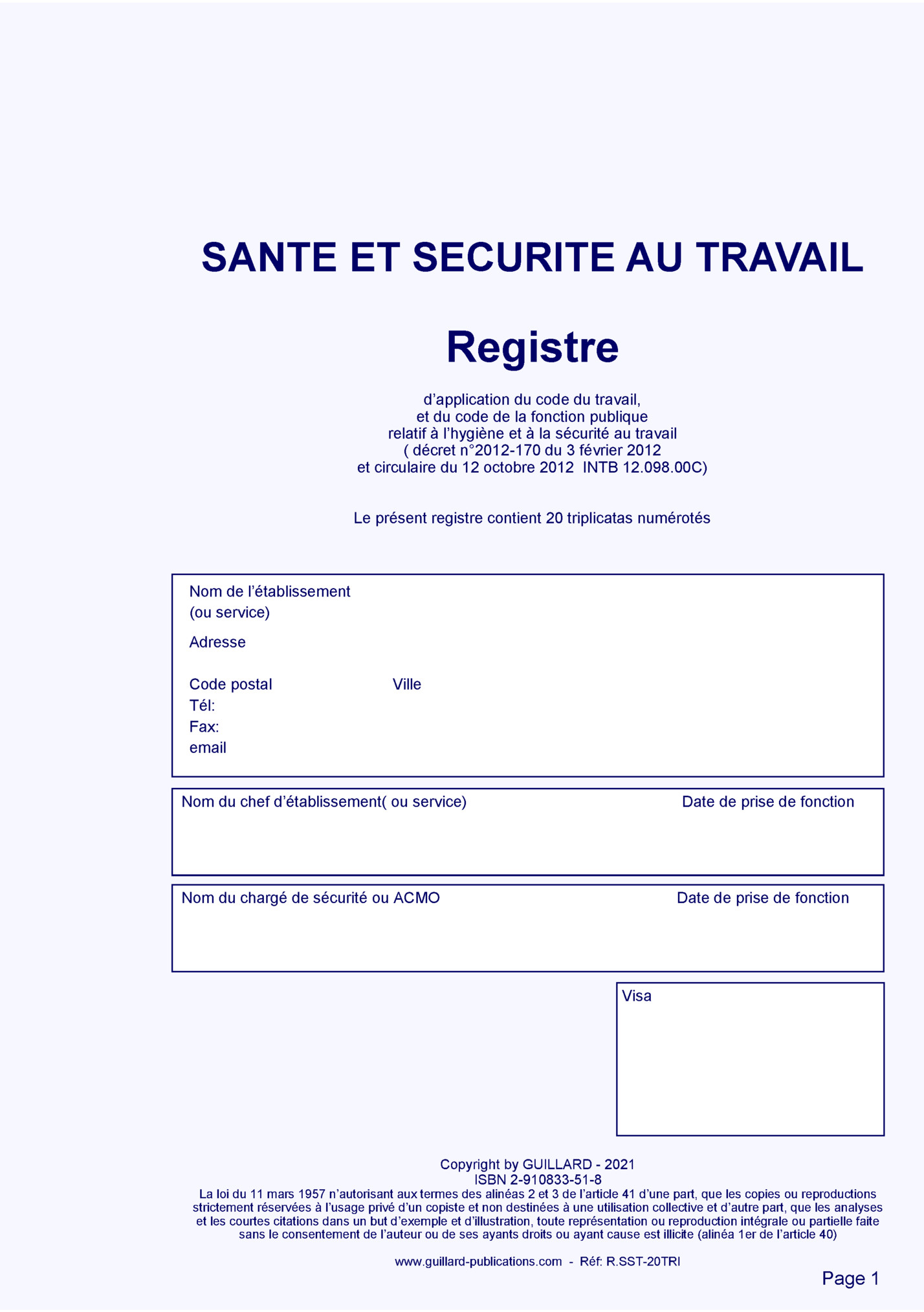 SANTE ET SECURITE AU TRAVAIL SANTE ET SECURITE AU TRAVAIL
