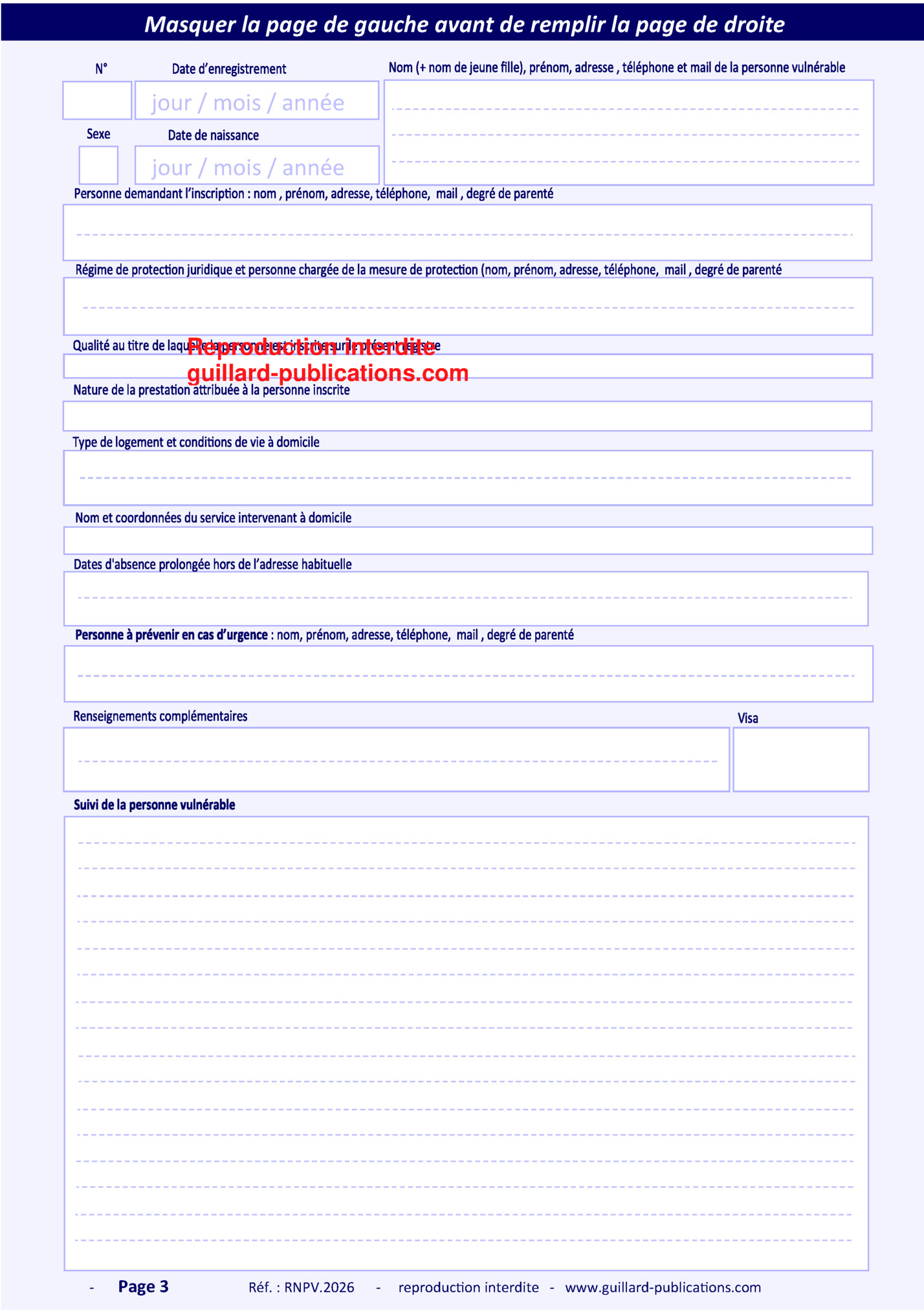 Masquer la page de gauche avant de remplir la page de droite