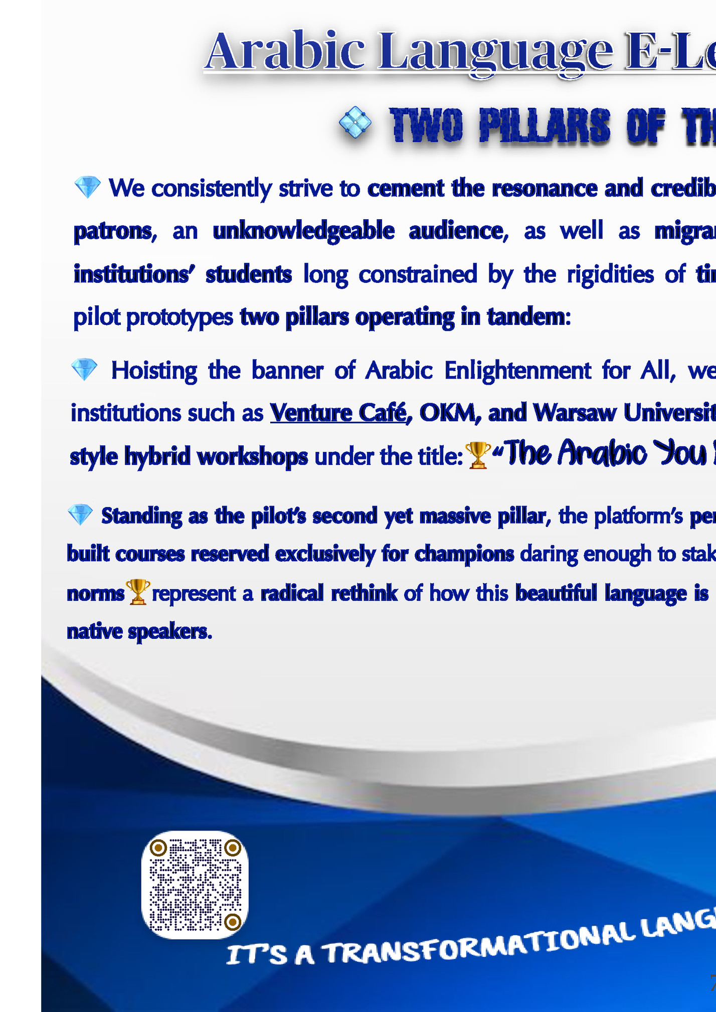 Arabic Language E Learning Pilot Program