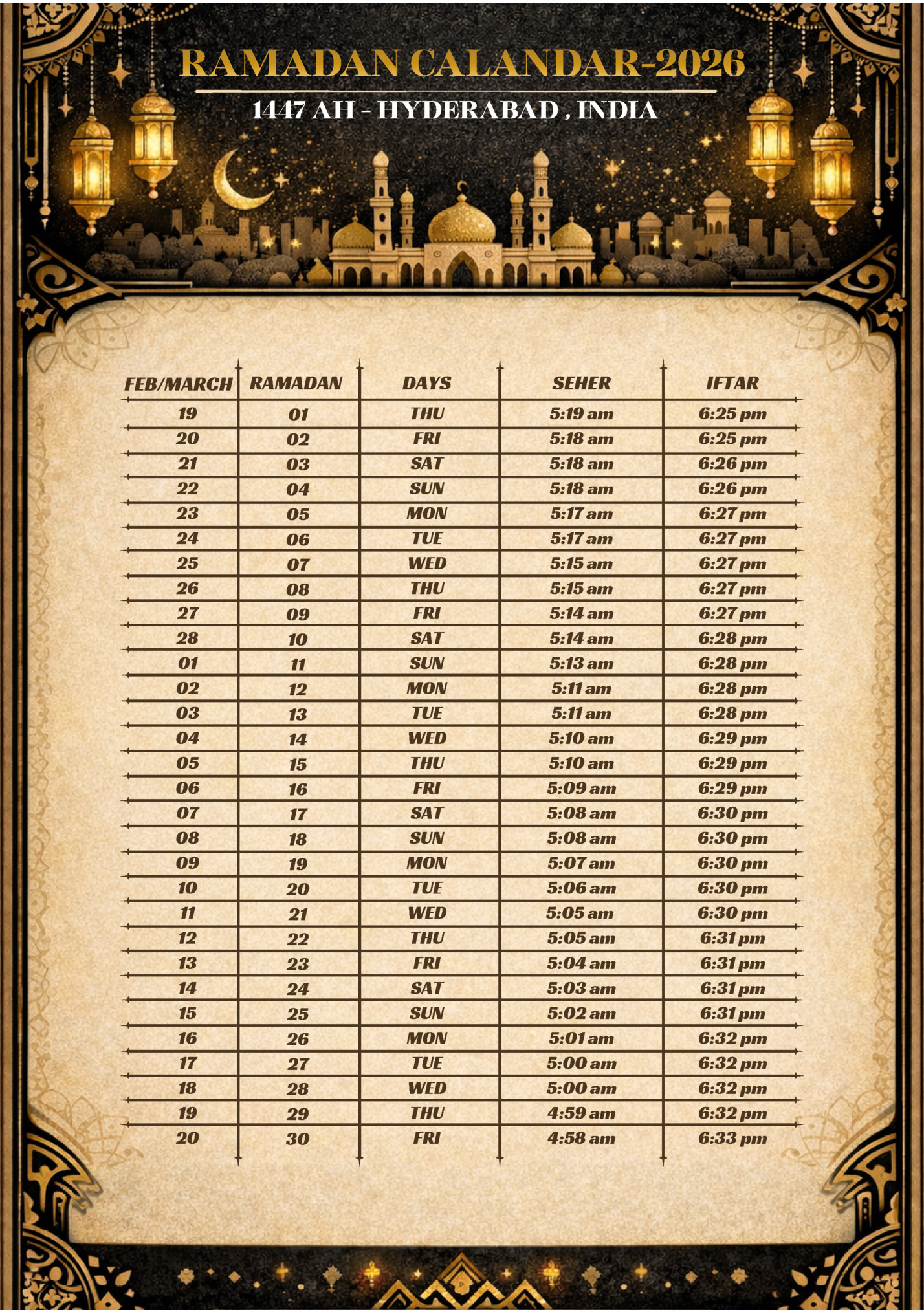 RAMADAN CALANDAR-2026