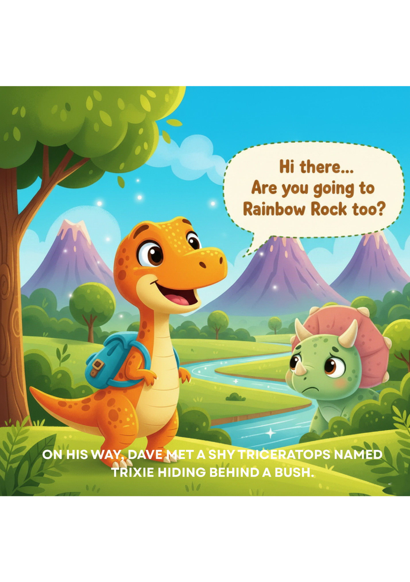 ON HIS WAY, DAVE MET A SHY TRICERATOPS NAMED