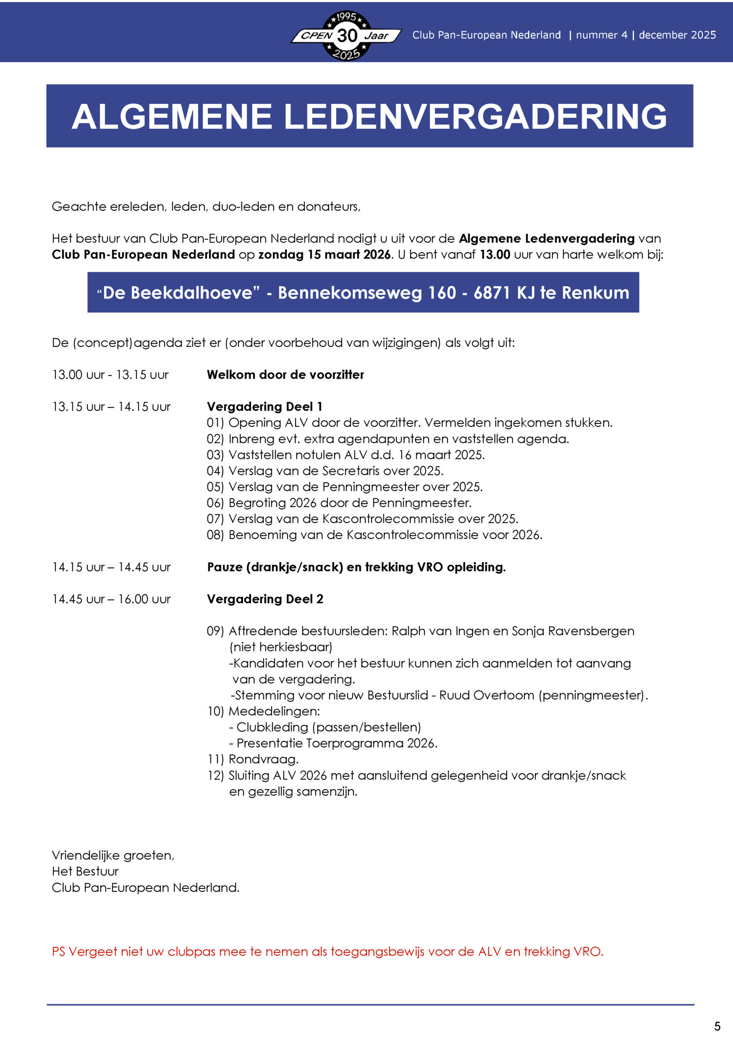 Club Pan-European Nederland | nummer 4 | december 2025
