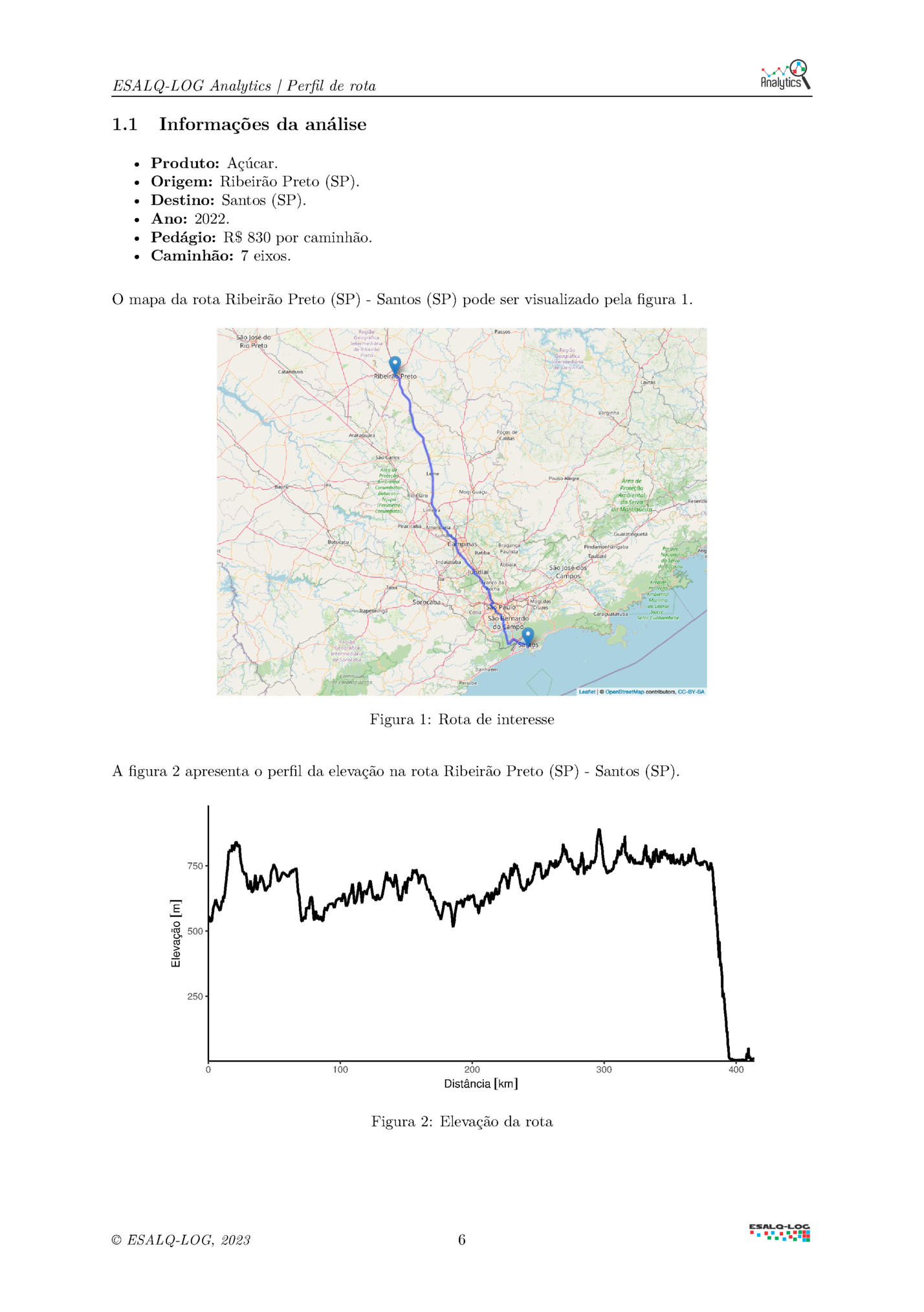 ESALQ-LOG Analytics | Perfil de rota